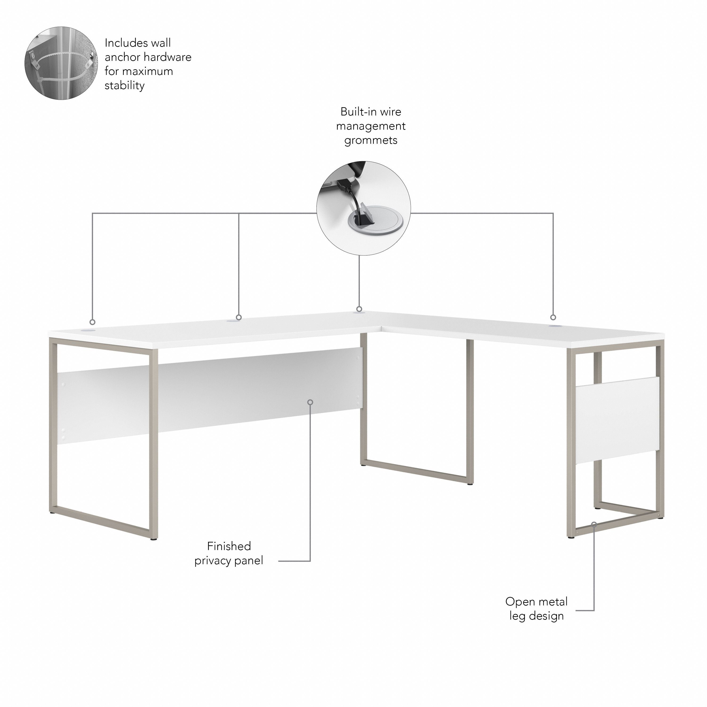 Bush Business Furniture Hybrid 72W x 30D L Shaped Table Desk with Mobile File Cabinet in White - 71.02" Width x 71.34" Depth x 29.91" Height