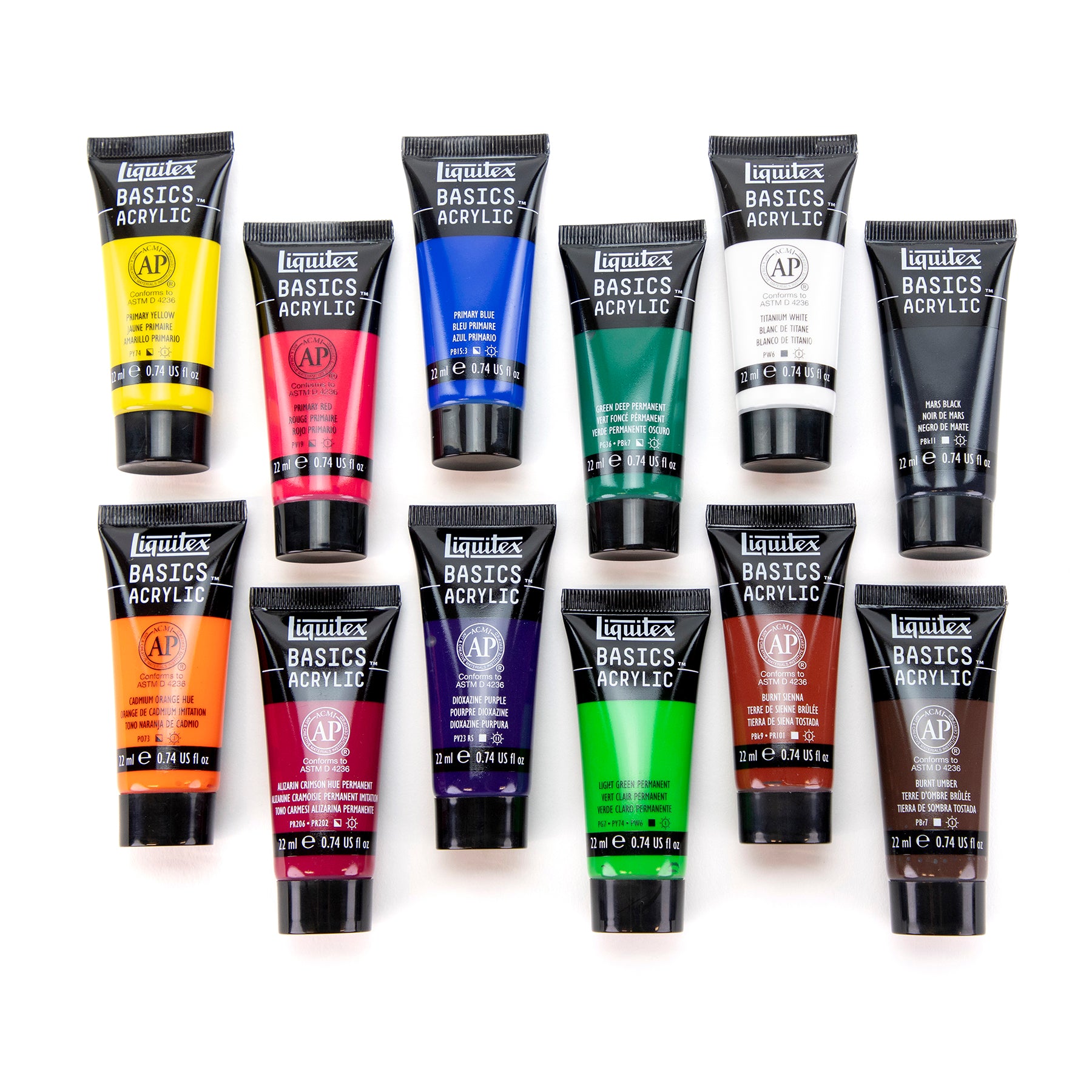 LQ BASICS Acrylic Color 12 x 22ml Tube Set