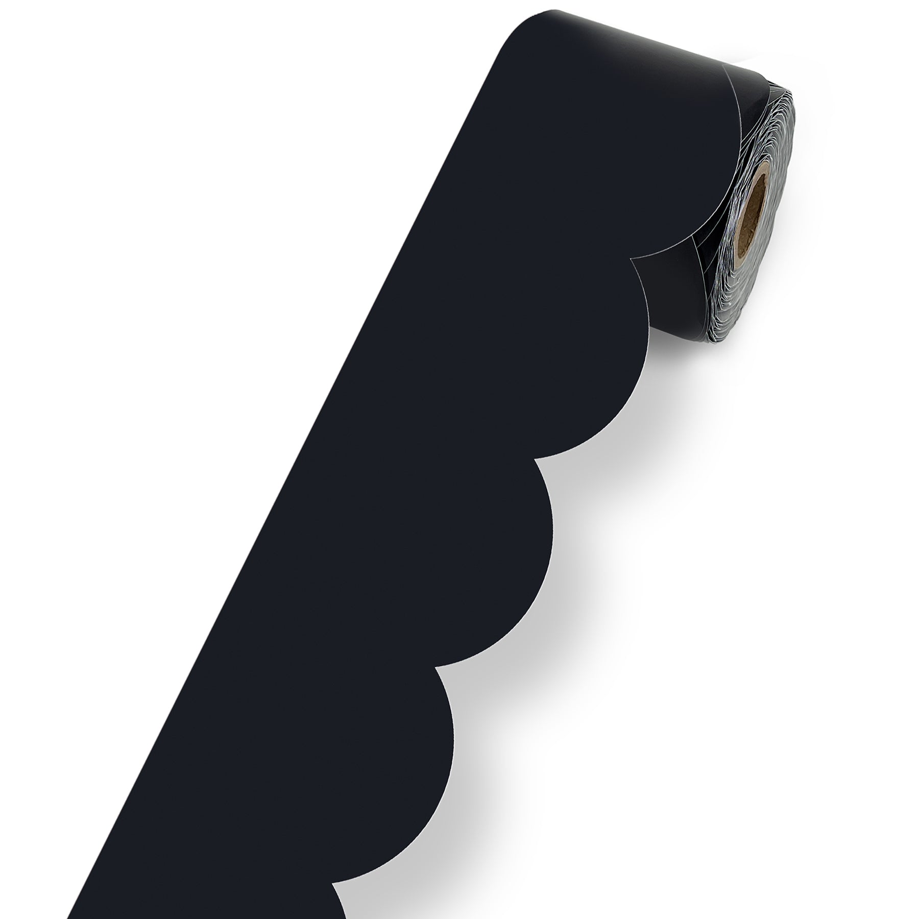 Black Rolled Scalloped Bulletin Board Borders, 3 Inch x 65 Feet