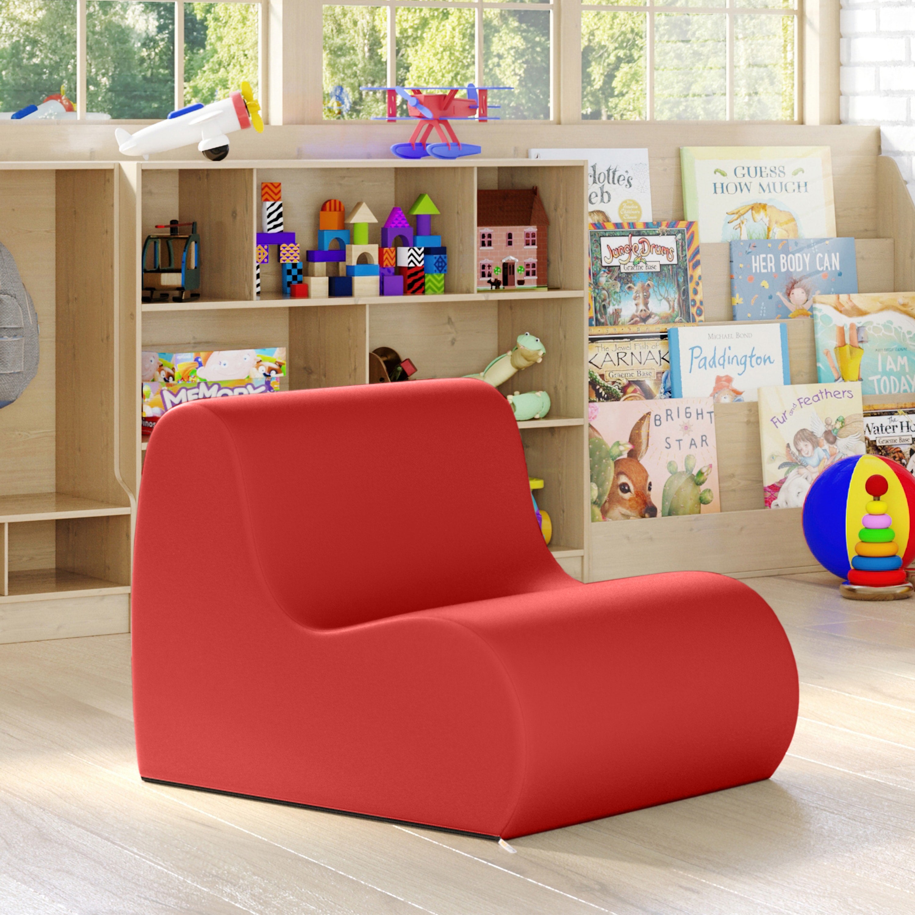 Jaxx Midtown Small Classroom Soft Foam Chair - Premium Vinyl Cover, Red