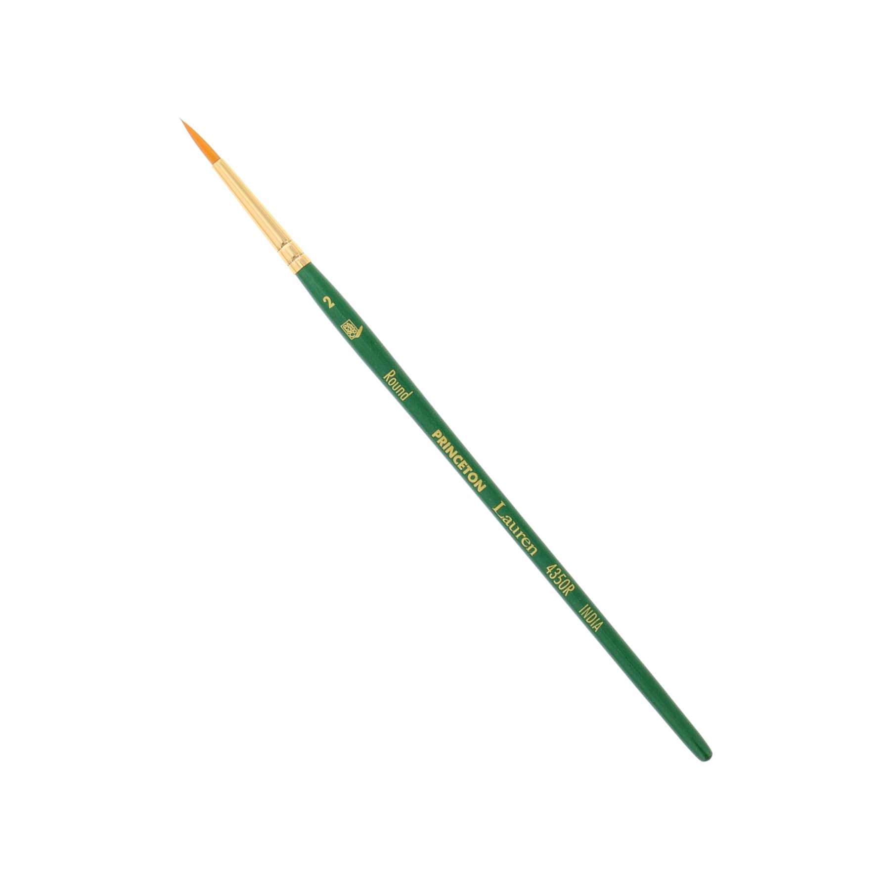 Lauren Round Brush, Synthetic Bristles, Short Handle Watercolor Paintbrush, Evergreen, Size 2, 1 Count