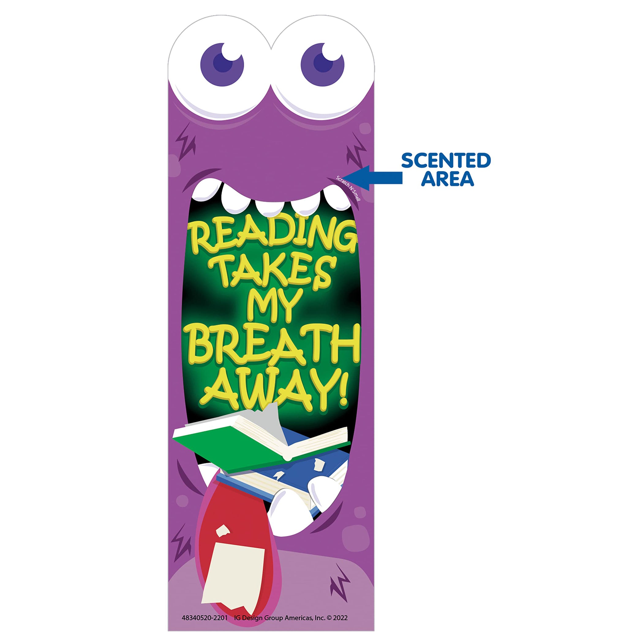 Reading Takes My Breath Away Monster Breath Scented Bookmarks, Pack of 24