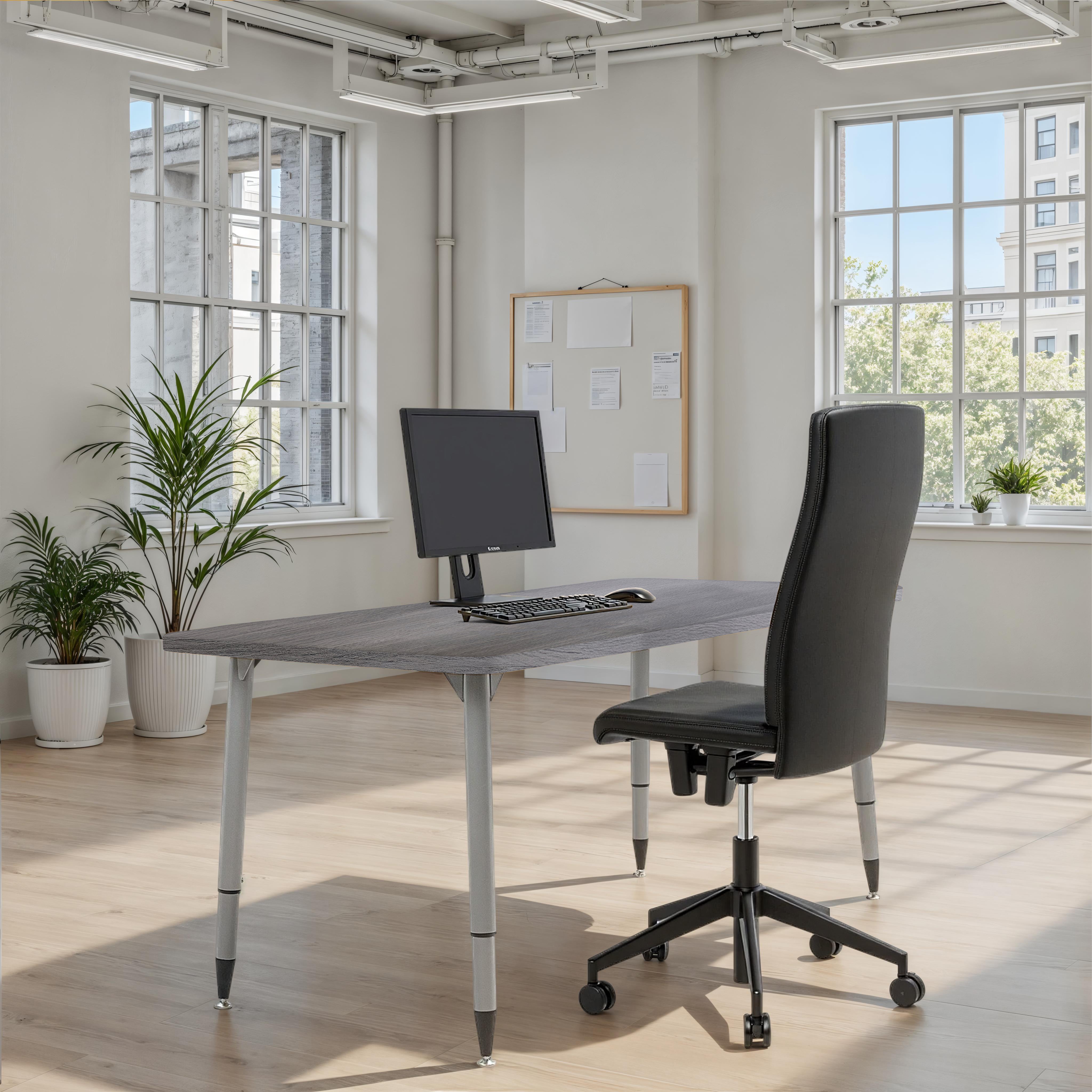 Adapte 30" x 60" Rectangle Woodgrain Activity Table with Adjustable Tapered Legs - Gray Wood/Silver
