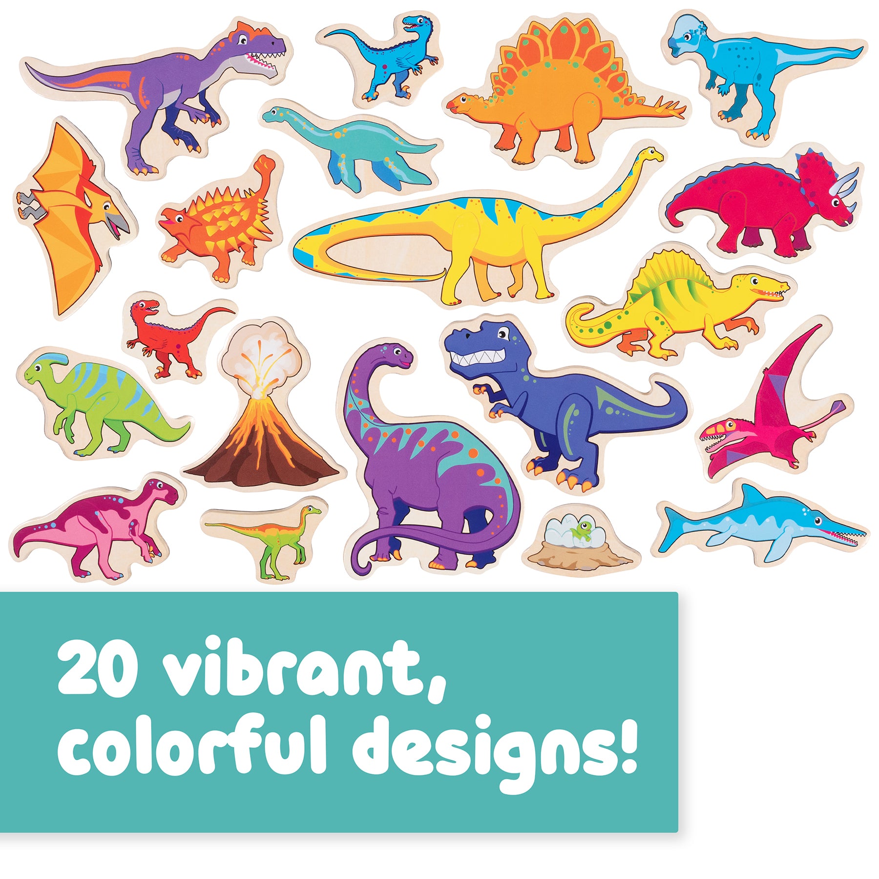 Wooden Magnets - Dinosaurs - Set of 20