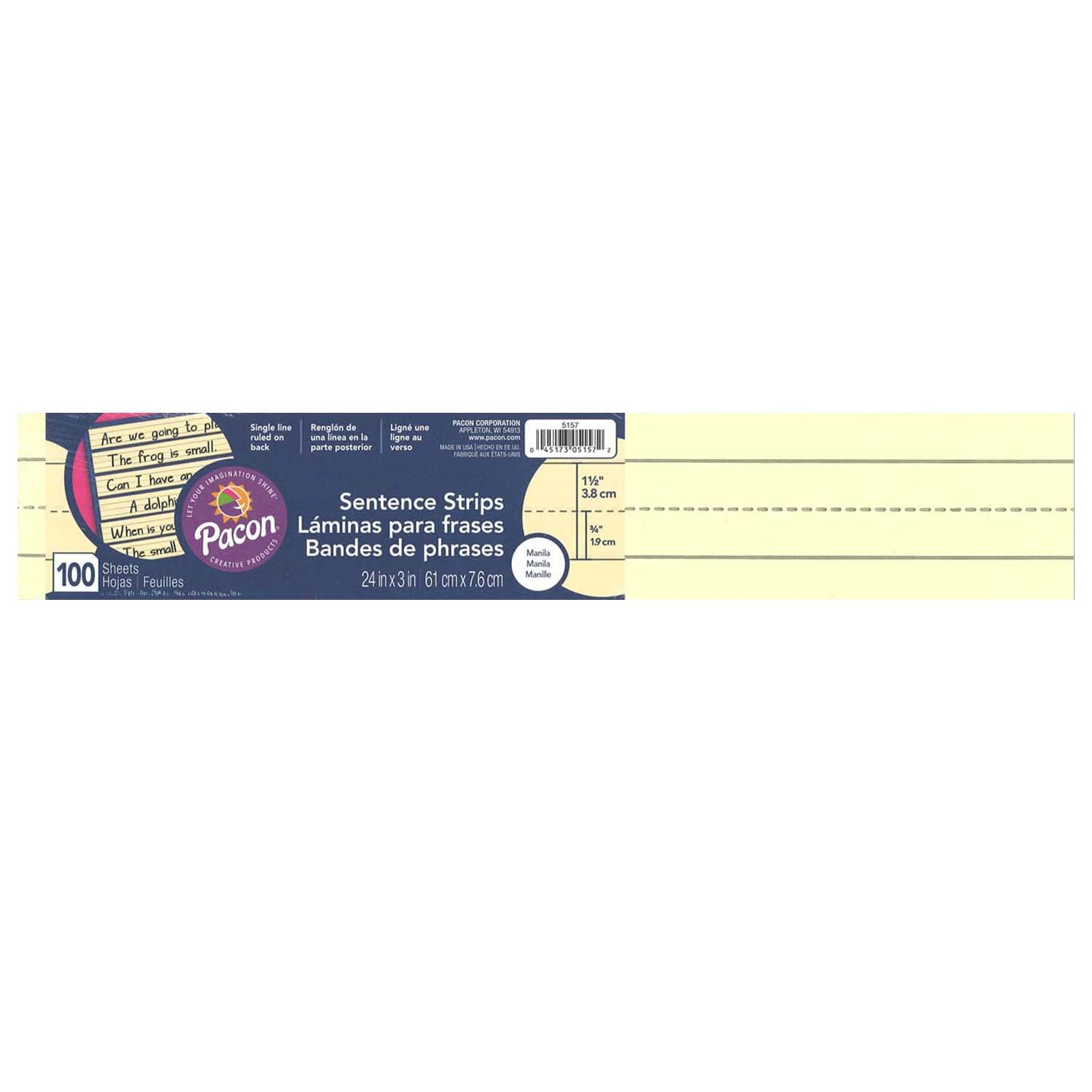 Sentence Strips, Manila, 3" x 24", 100 Strips