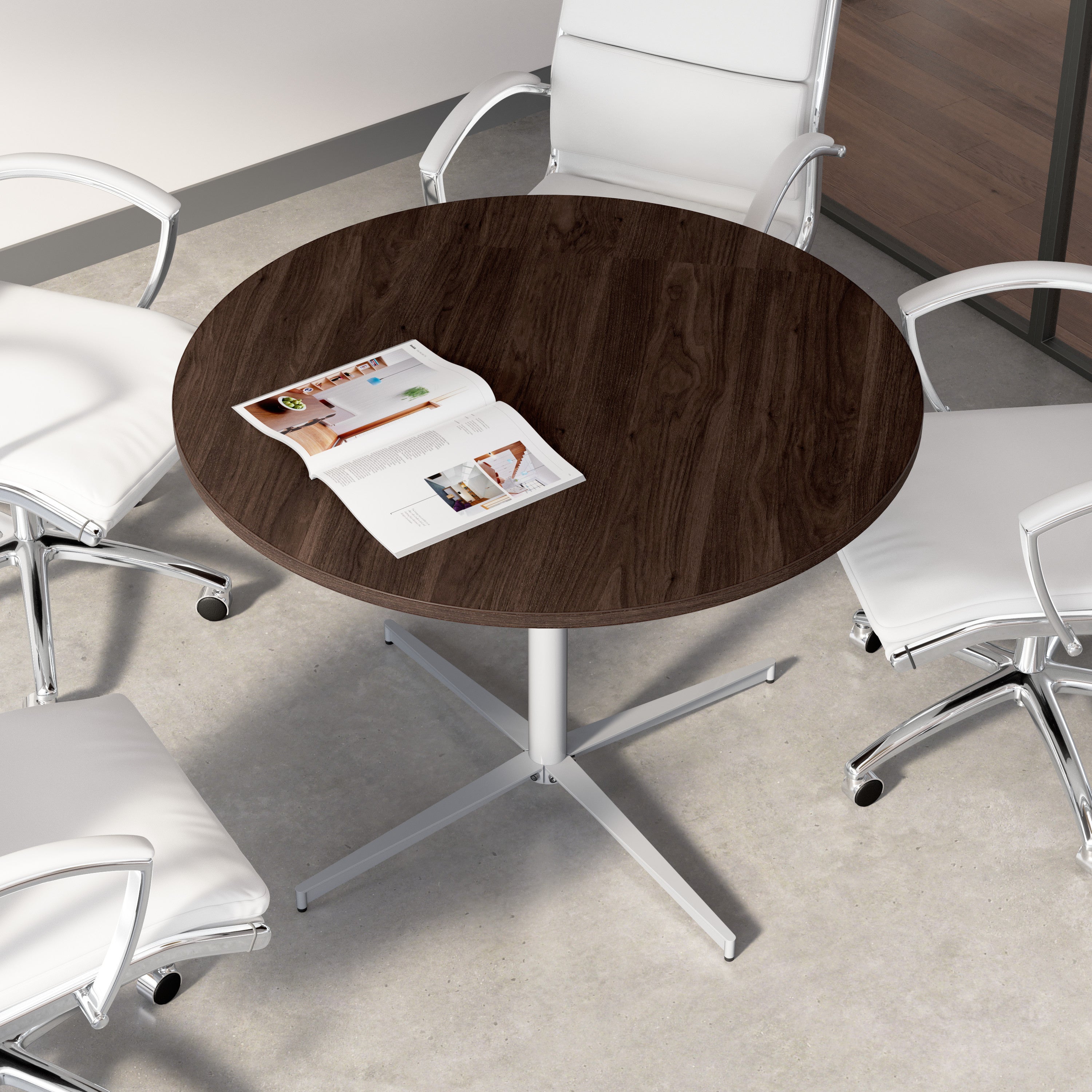Bush Business Furniture 42-inch Round Conference Table with Metal Base in Black Walnut - 41.38" Width x 41.38" Depth x 30.33" Height