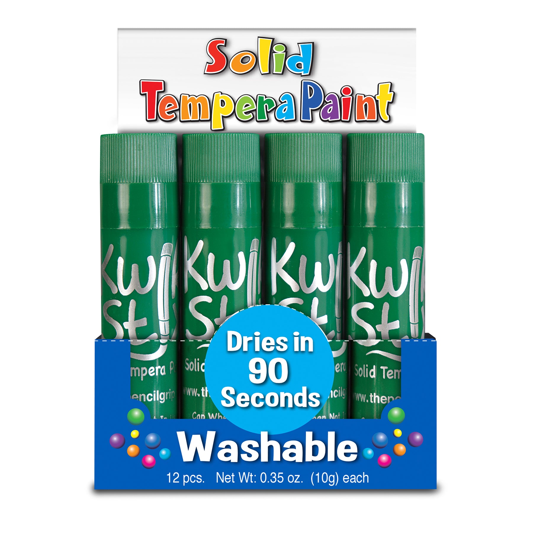 Solid Tempera Paint Sticks, Single Color Pack, Green, Pack of 12