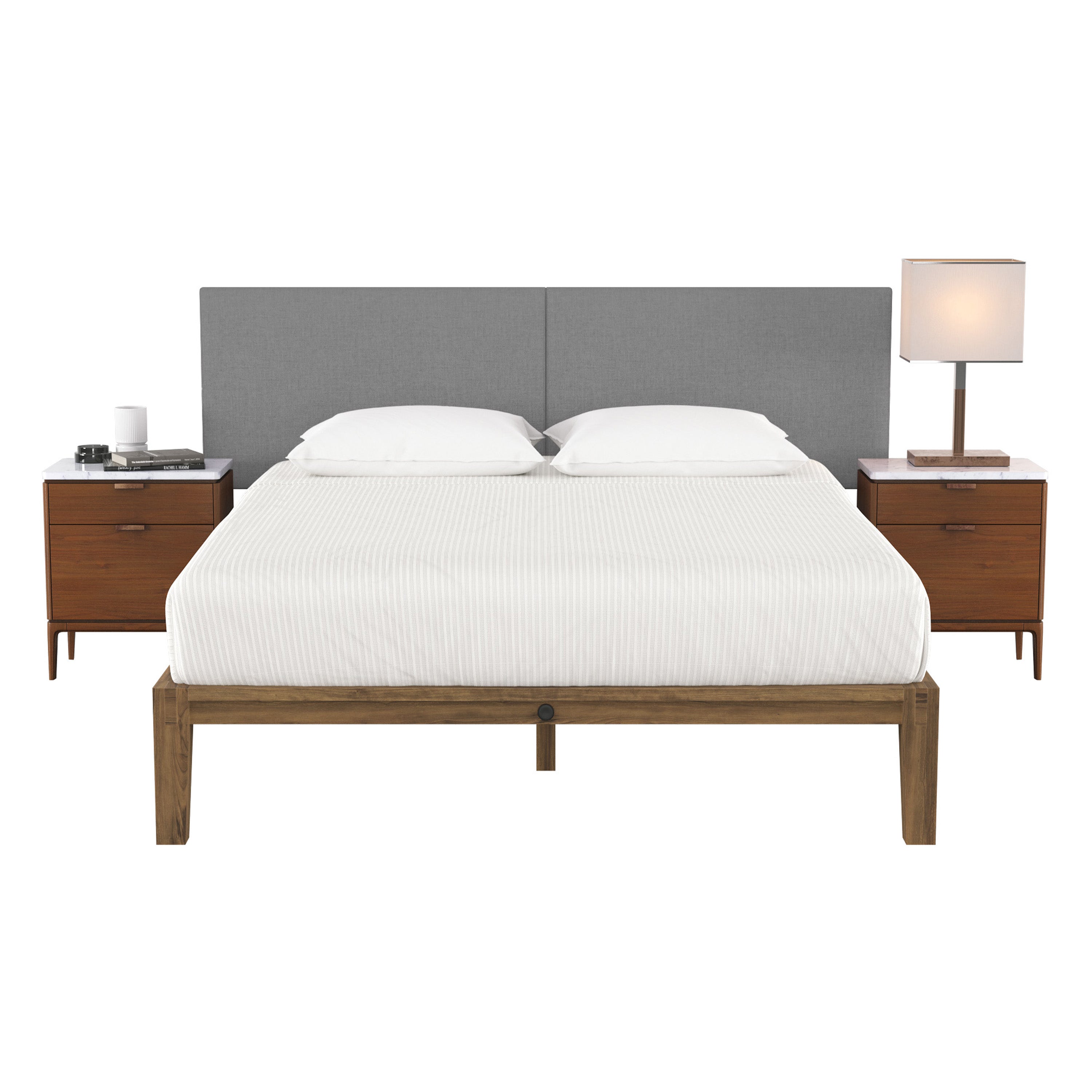 Jaxx Panelist Modern Padded Headboard- Set of 2 Wall Mounted Panels (Each 22.5" x 38"")- King Double Tall, Microvelvet Mouse Grey
