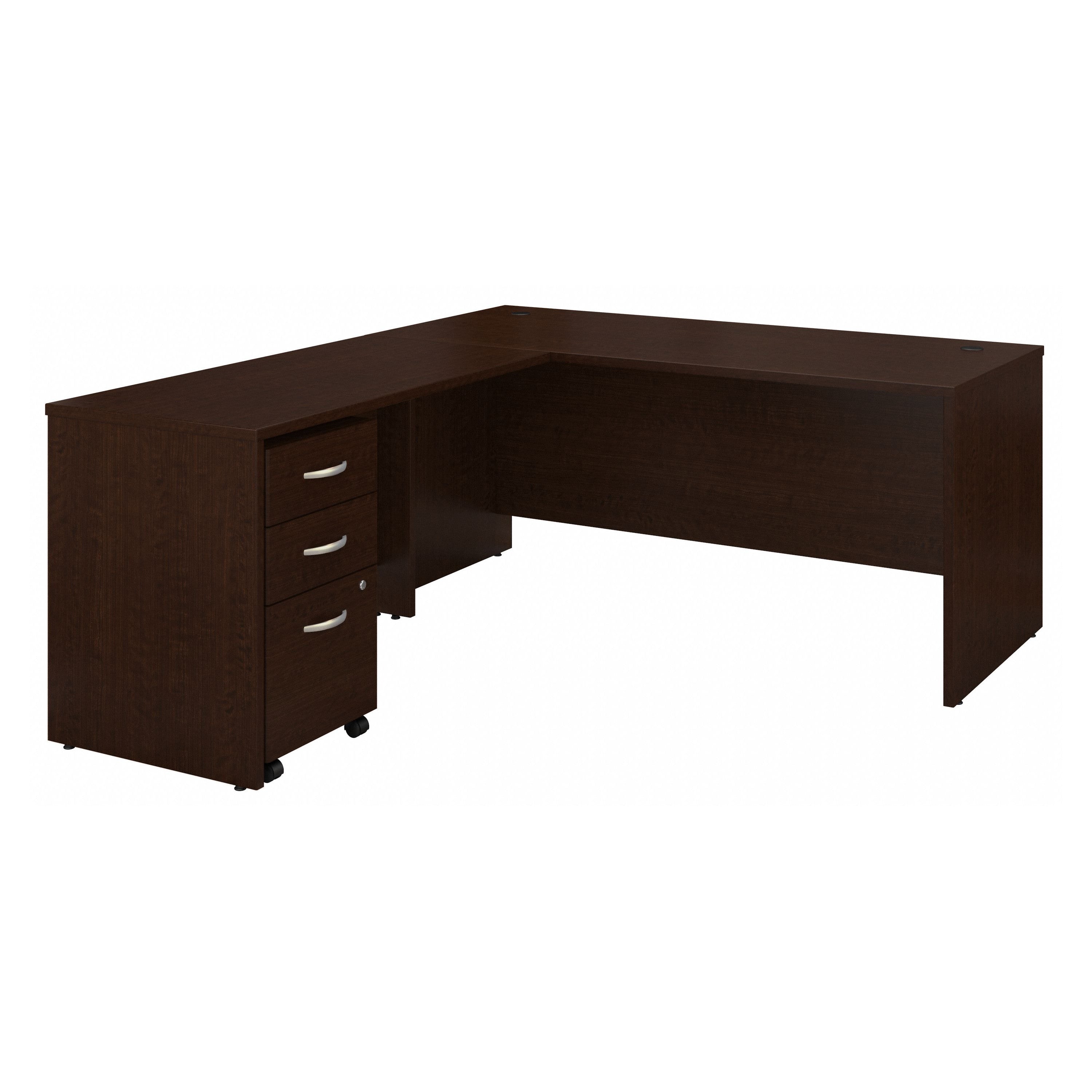 Bush Business Furniture Series C 66W L Shaped Desk with 48W Return and Mobile File Cabinet in Mocha Cherry - 66" Width x 77.05" Depth x 29.84" Height