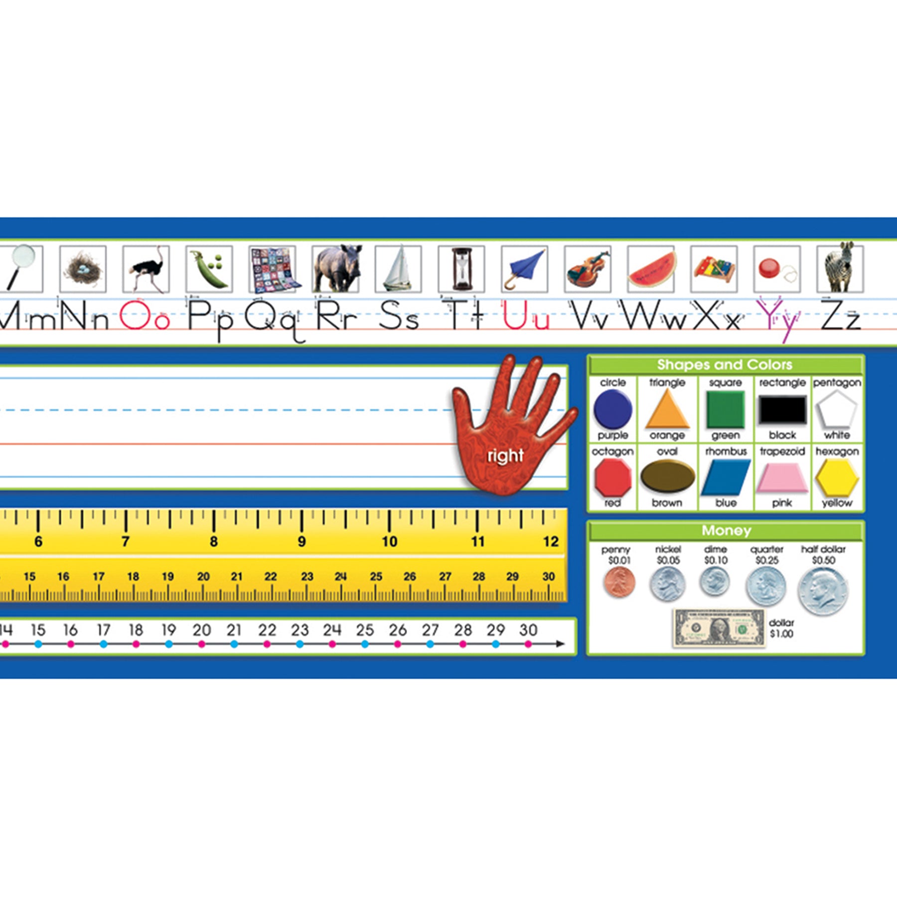 Primary Traditional Manuscript Counting 1-120 Desk Plates, Pack of 36