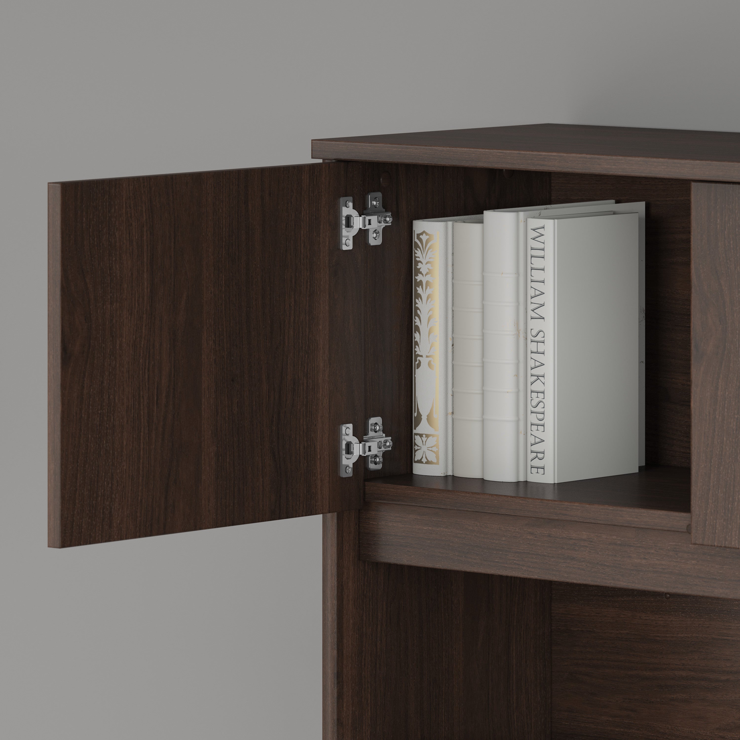 Bush Business Furniture Studio C 72W x 30D Office Desk with Hutch and Mobile File Cabinet in Black Walnut - 71.02" Width x 29.37" Depth x 65.84" Height
