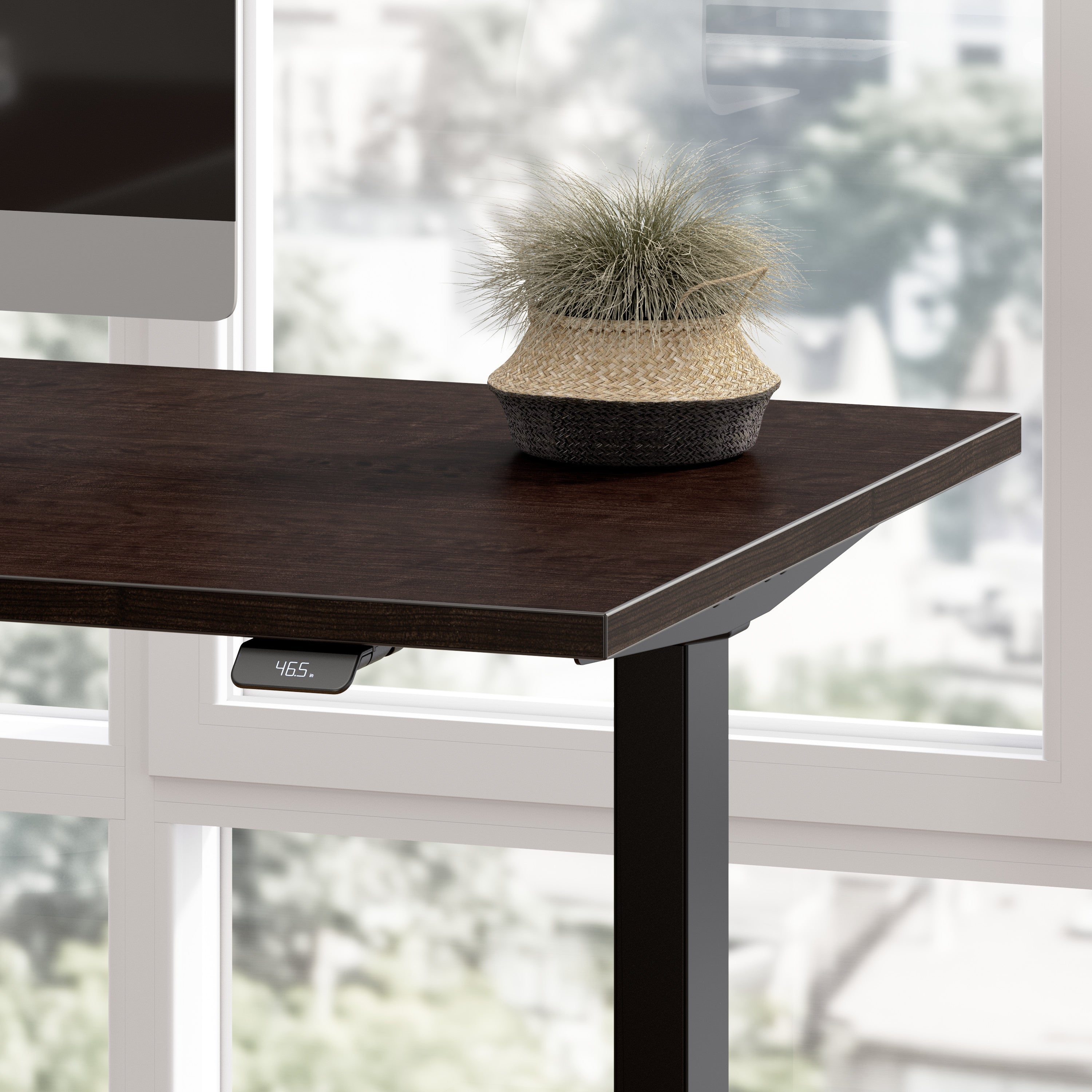 Bush Business Furniture Move 40 Series 60W x 30D Electric Height Adjustable Standing Desk in Mocha Cherry with Black Base - 59.45" Width x 29.37" Depth x 28.17" Height