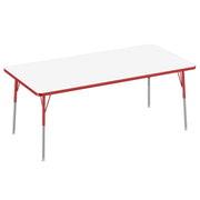 36" x 72" Rectangle Dry-Erase Activity Table with Adjustable Standard Swivel Glide Legs - Whiteboard/Red