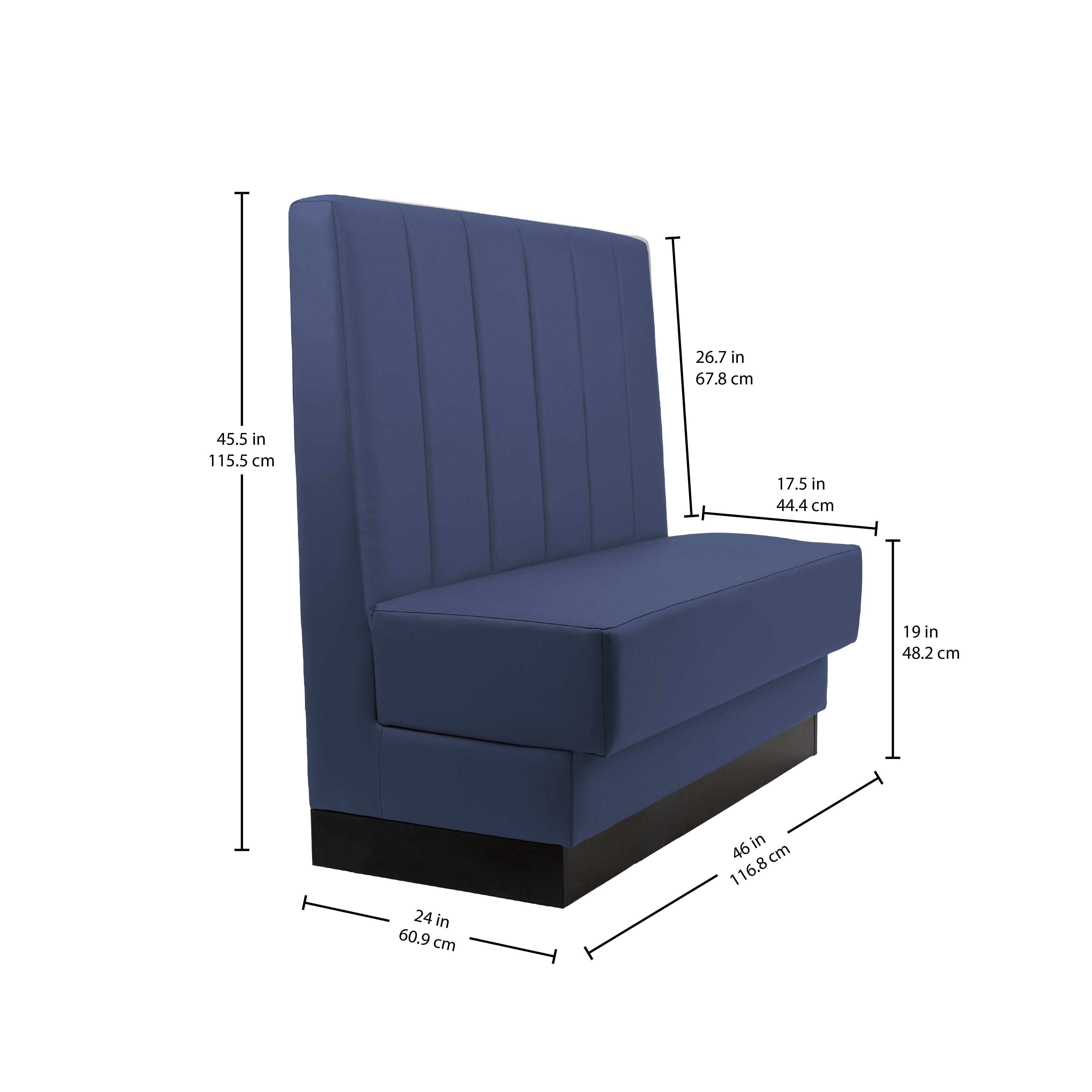 Pro Series Channel Back Single-Sided Restaurant Booth Seating - Navy