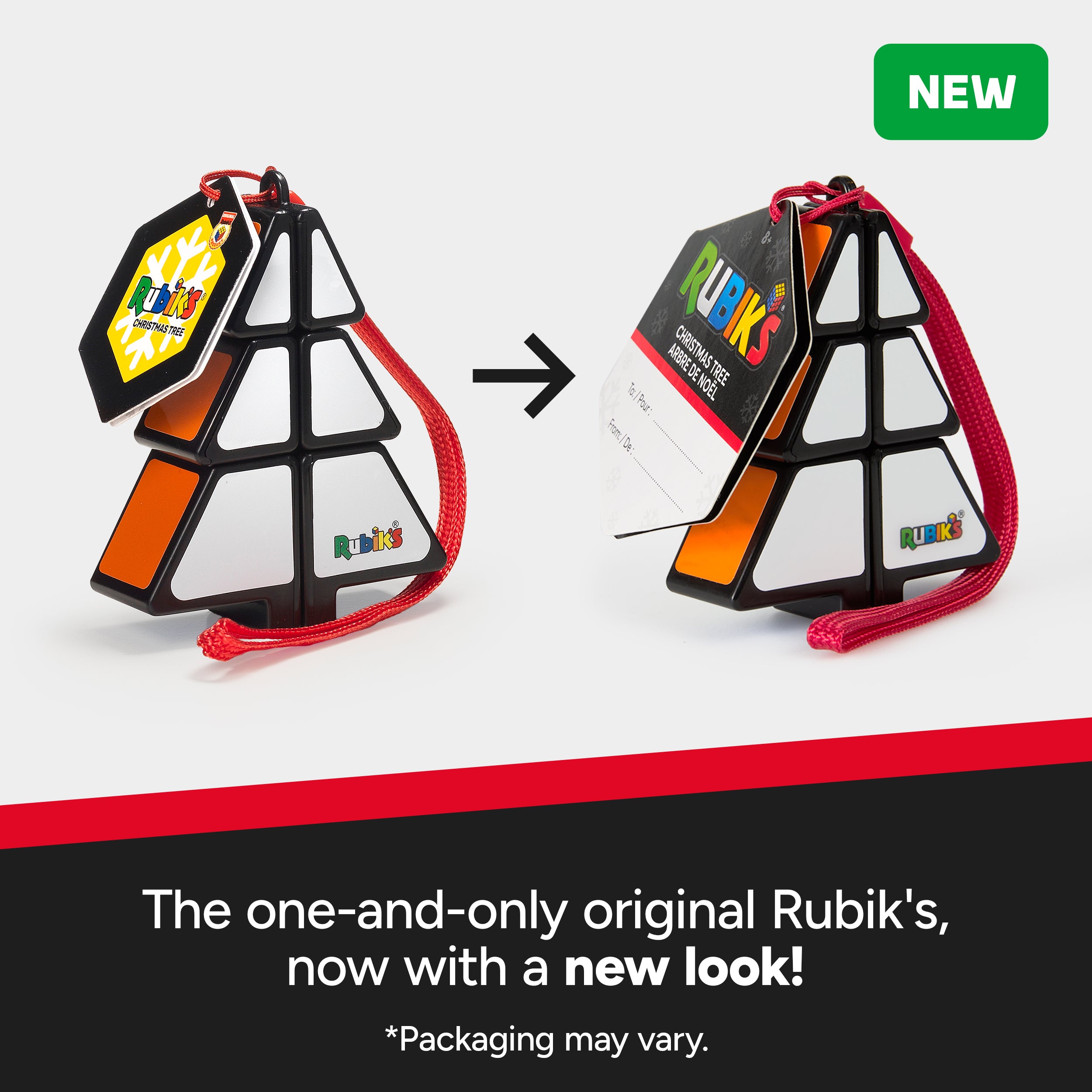 Rubik’s Cube, Christmas Tree Festive Novelty Cube and Problem-Solving Puzzle, Christmas Bauble Decorations