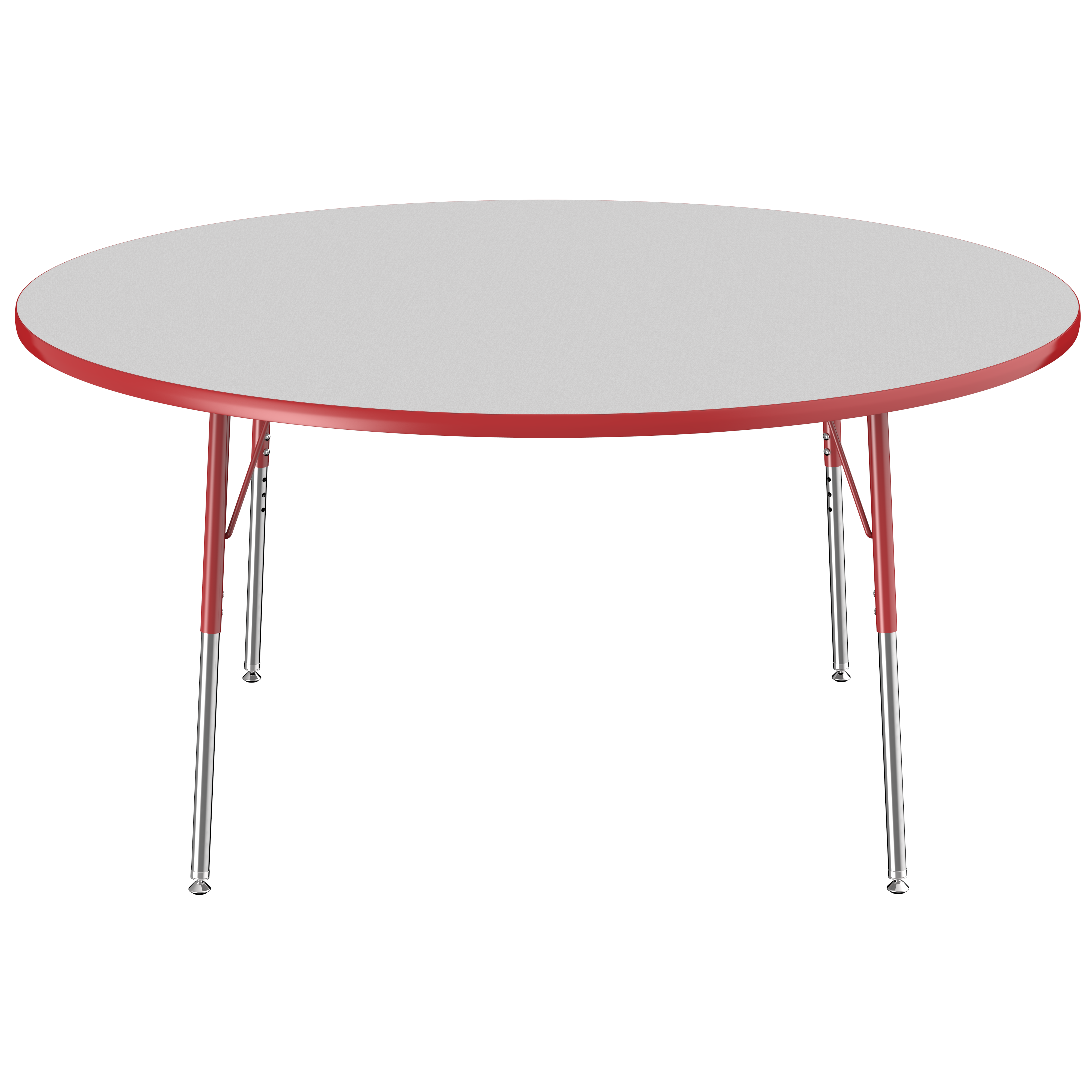 60" Round T-Molding Activity Table with Adjustable Standard Swivel Glide Legs - Gray/Red