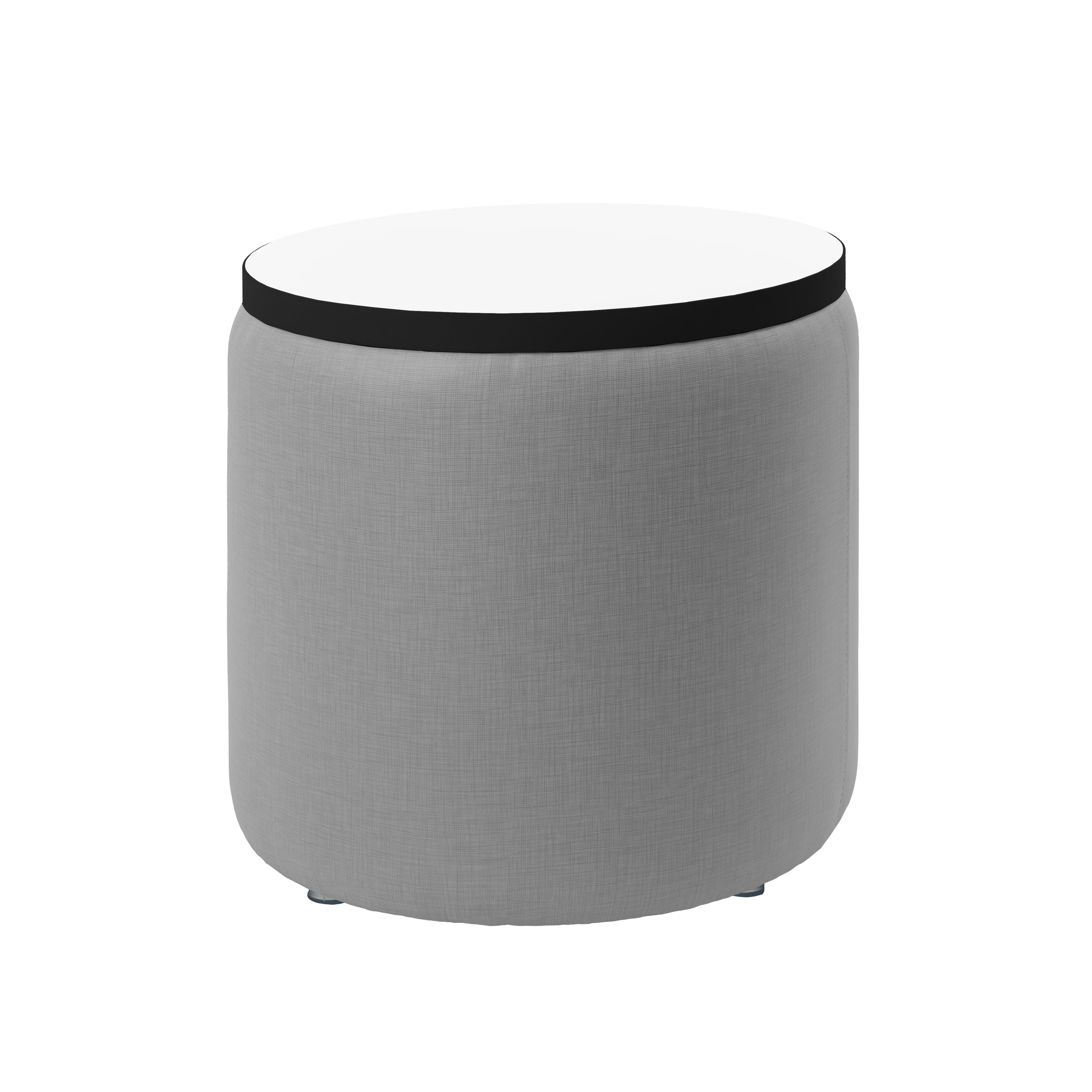 Pro Series Upholstered 18" Round Dry-Erase Ottoman Table 18" Height - Slate Gray Crosshatch/Whiteboard