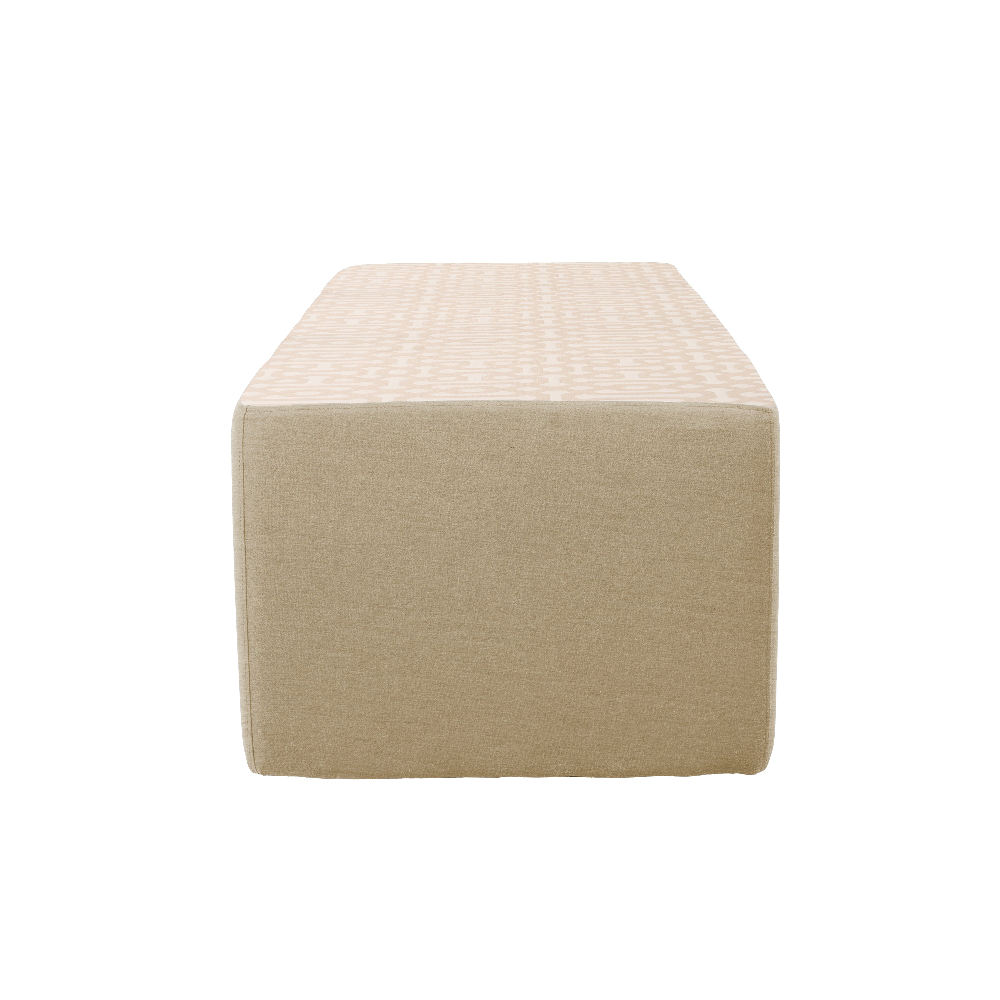 Outdoor 24" x 60" Rectangle Ottoman with Sunbrella, 18" H - Fretwork Flax/Spectrum Sand