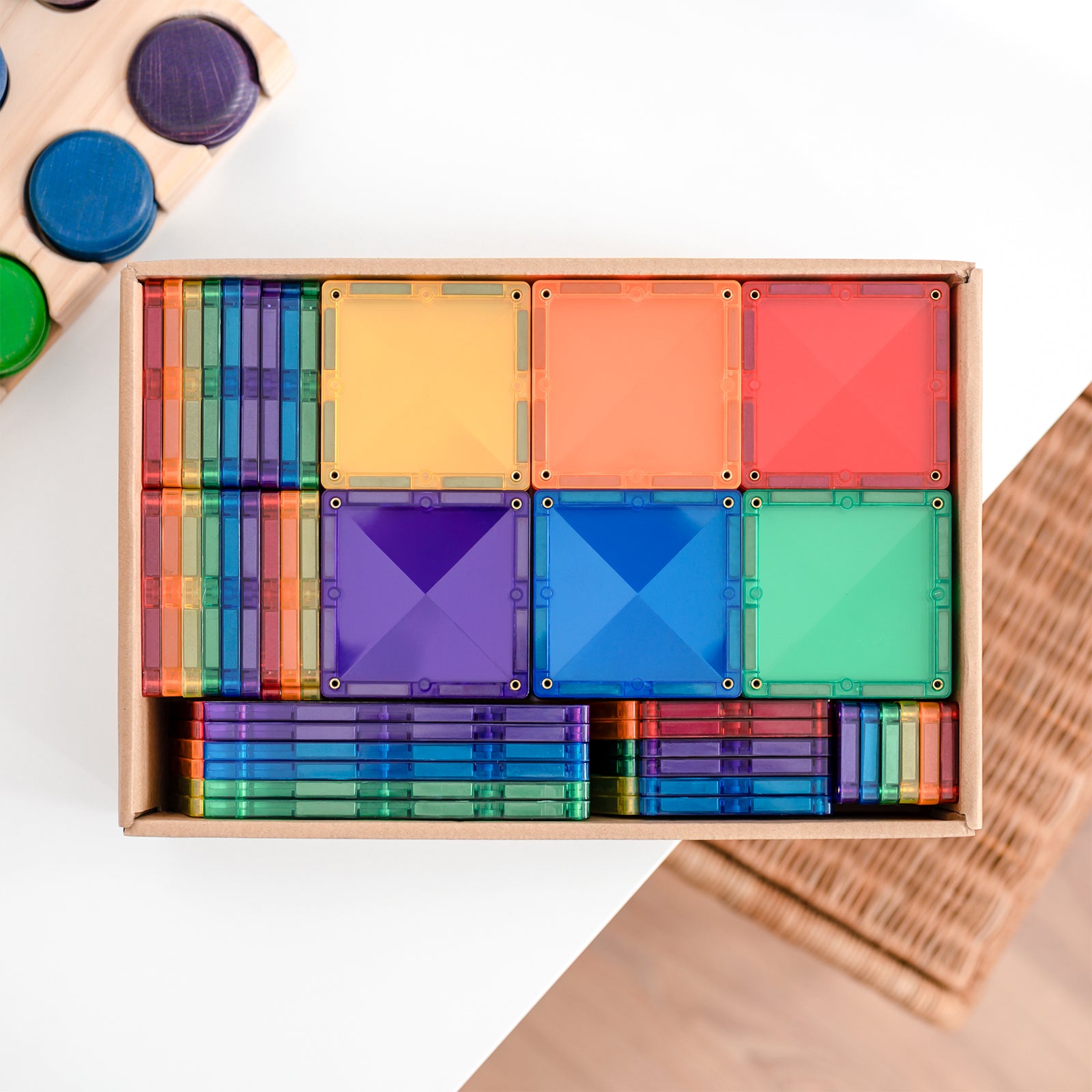 Magnetic Tiles Rainbow Creative Pack, 102 Pieces