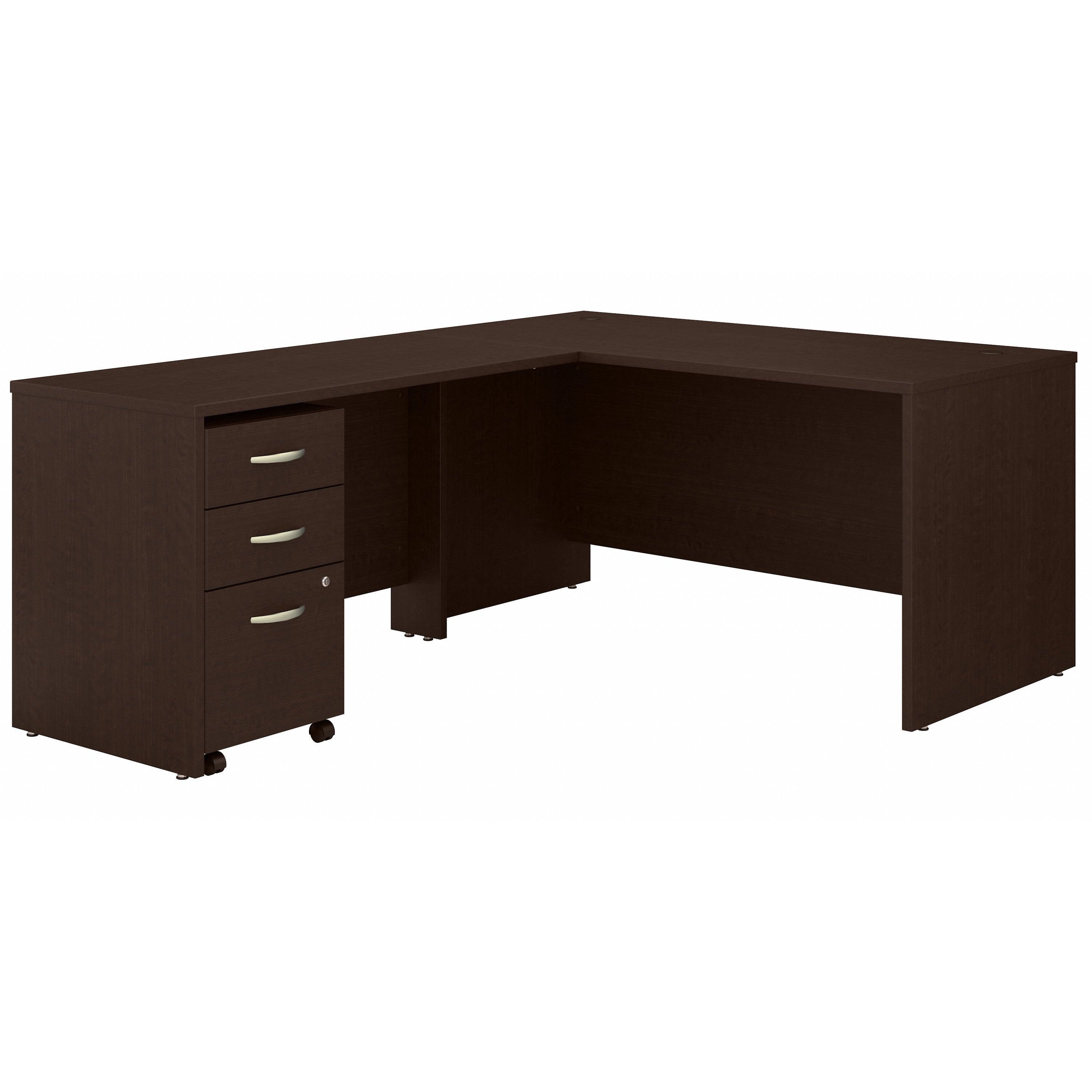 Bush Business Furniture Series C 60W L Shaped Desk with 3 Drawer Mobile File Cabinet in Mocha Cherry - 59.45" Width x 77.05" Depth x 29.84" Height