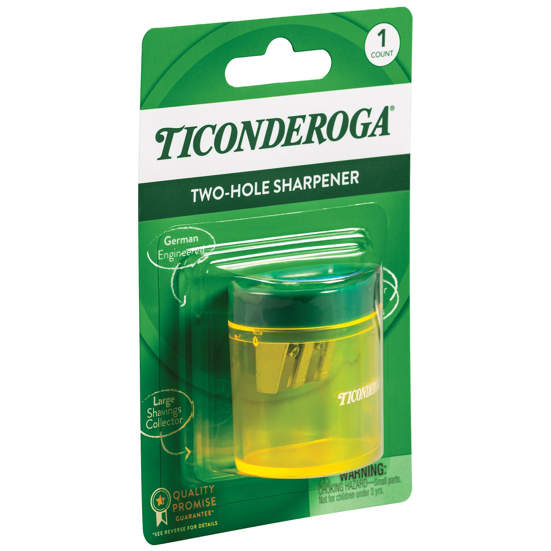Two Hole Pencil Sharpener, Green/Yellow, 1 Count