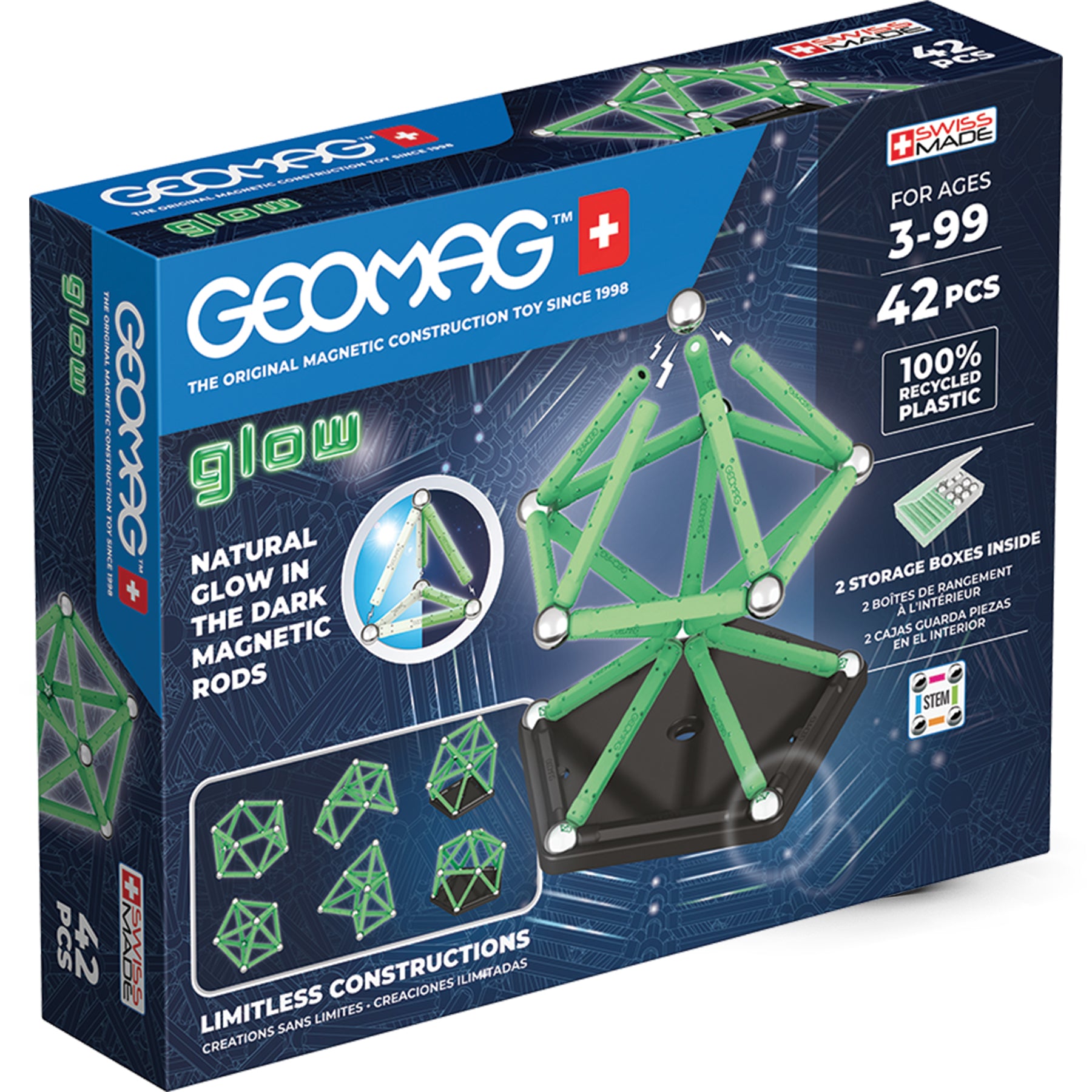 Geomag™ Glow in the Dark Magnetic Building Blocks Set, 42 Pieces