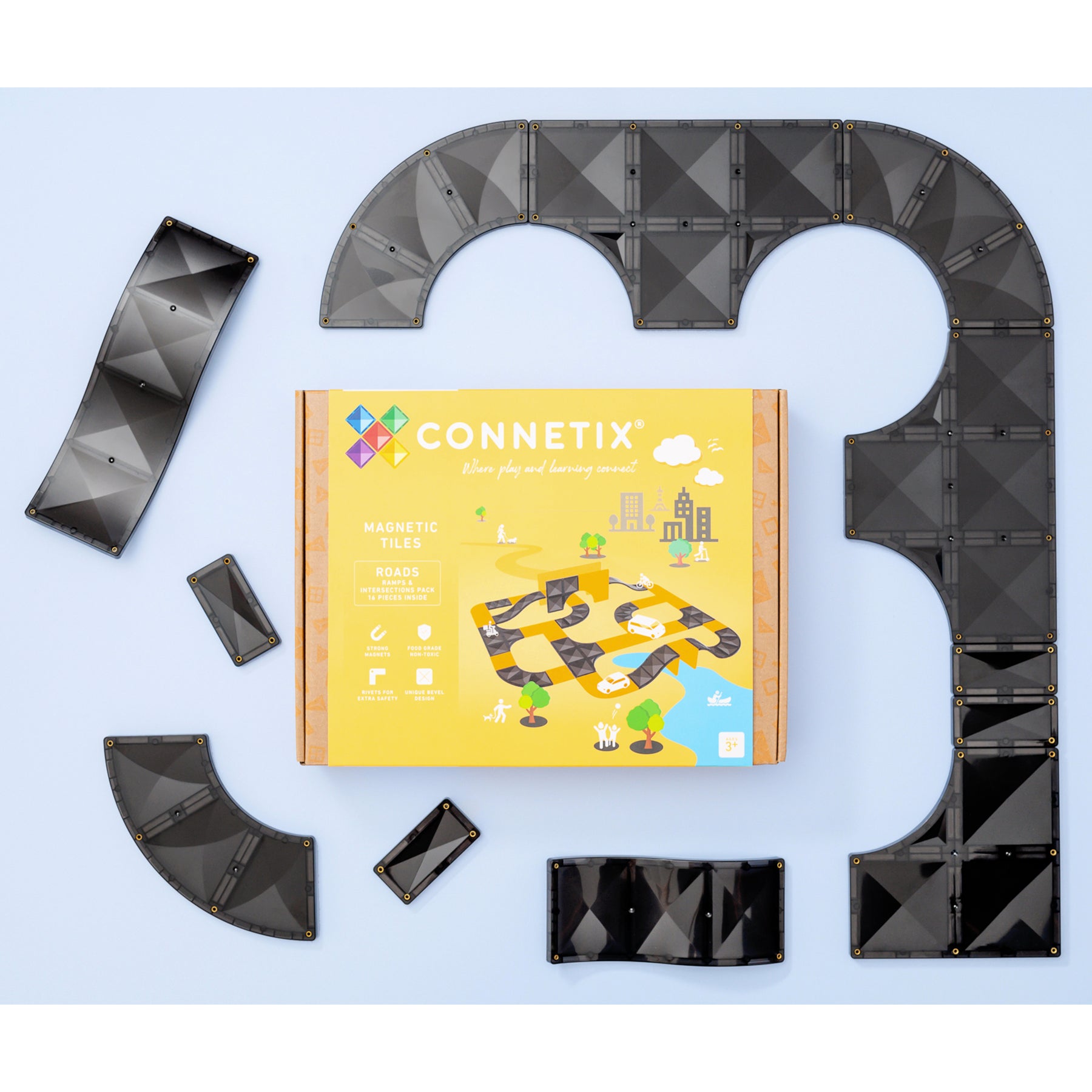 Magnetic Tiles Ramps & Intersections Pack, 16 Pieces
