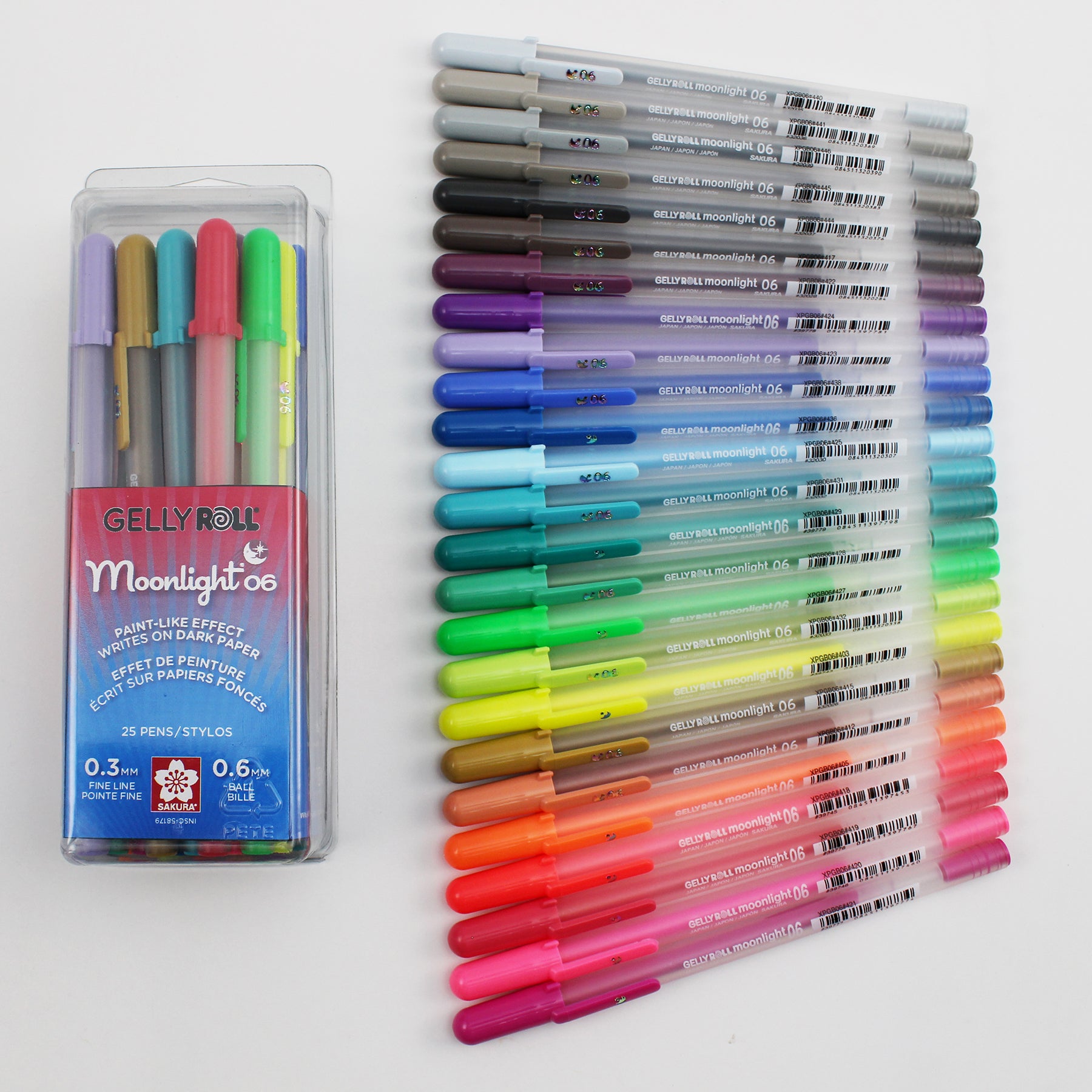 Moonlight Gel Pens, Fine, Size 06, Assorted Colors, 25-Piece Set