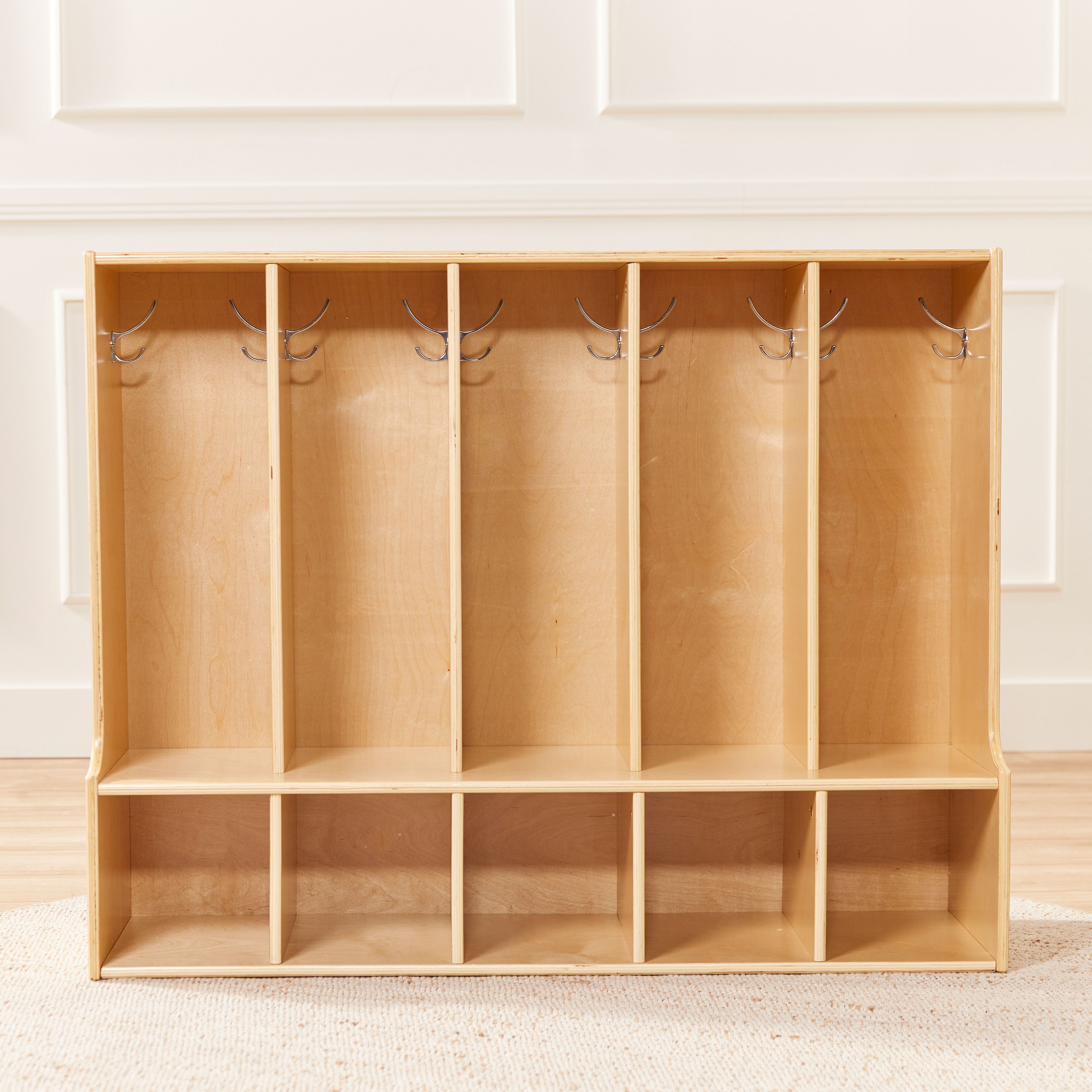 Streamline 5-Section Toddler Coat Locker with Bench - Natural