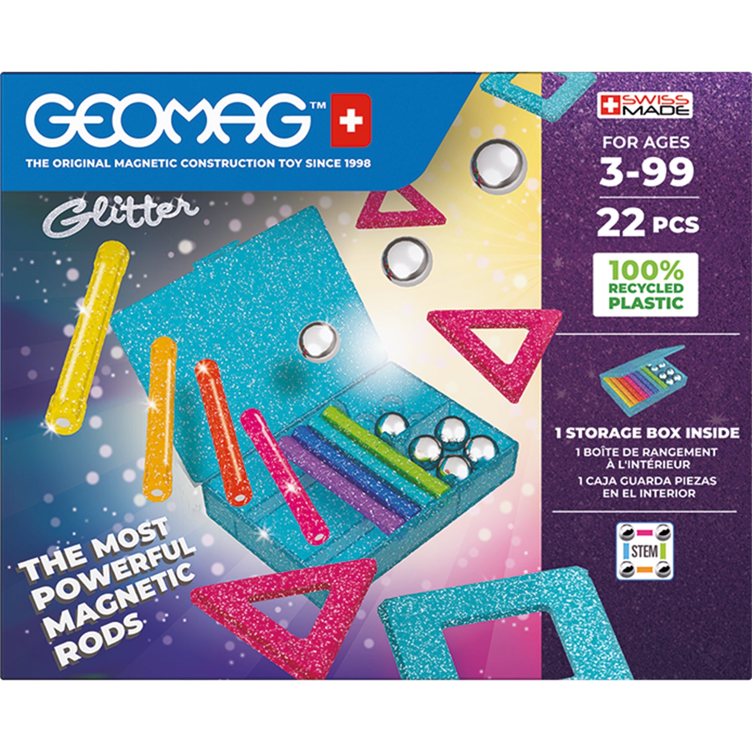 Geomag™ Glitter Magnetic Panels Building Set, 22 Pieces