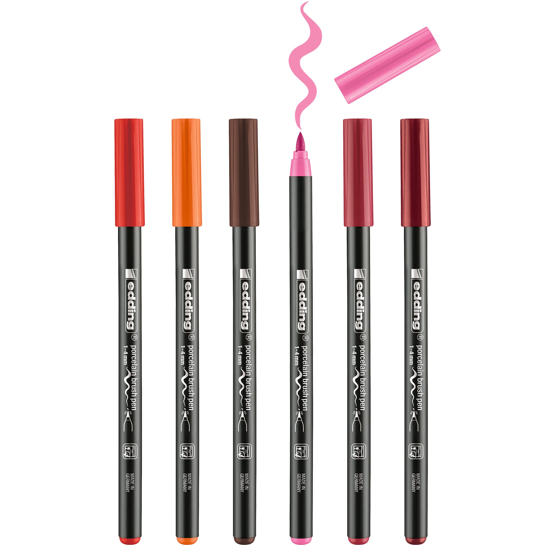 edding 4200 Porcelain Brush Pen - Set of 6 - Warm