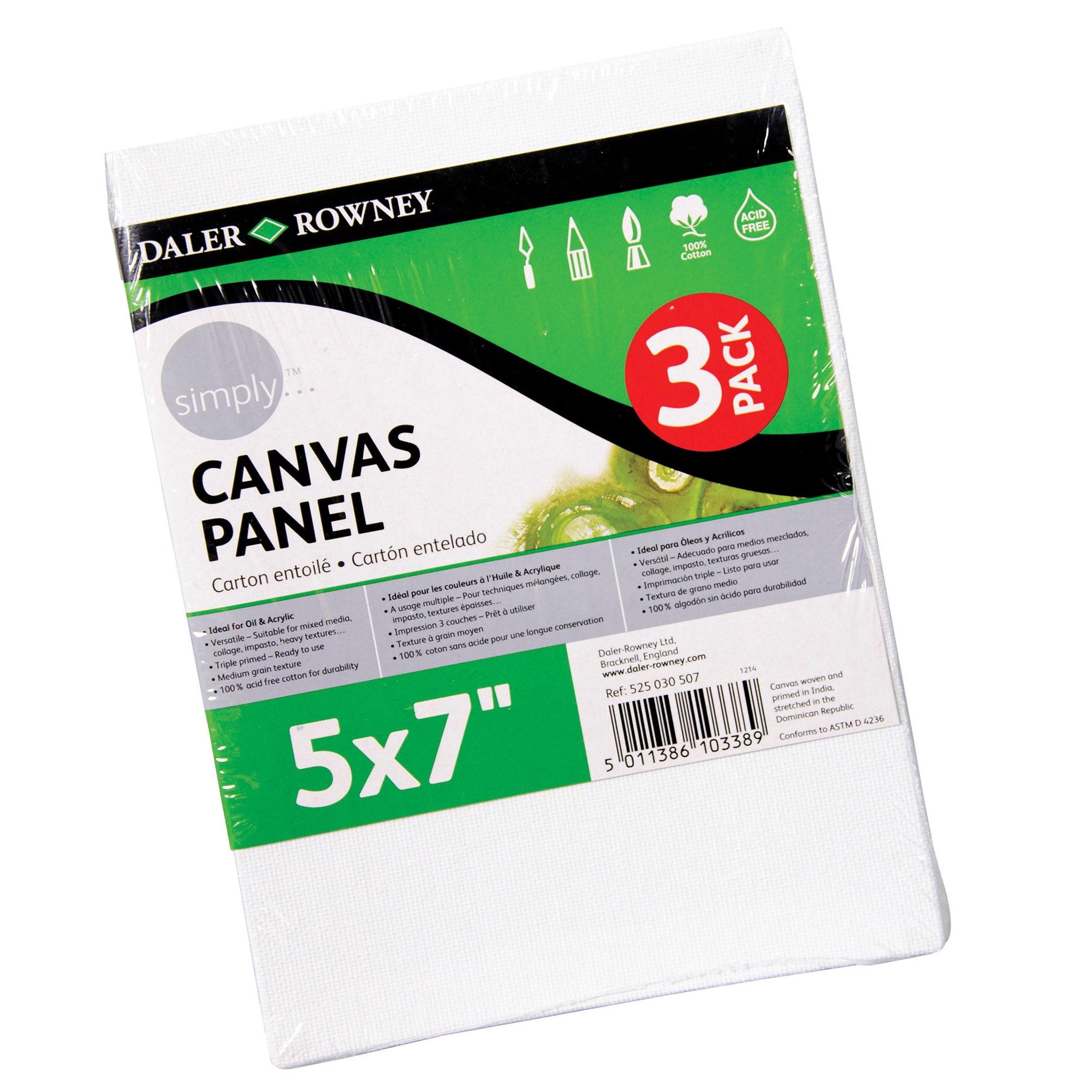 Simply White Canvas Panels Set, 5" x 7", 3-Pack