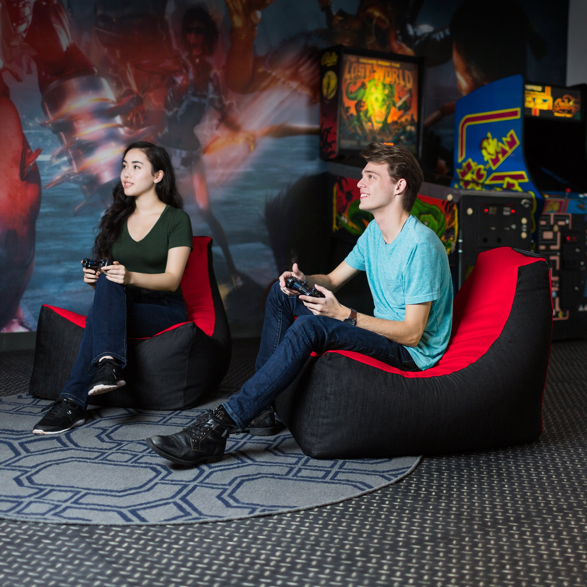 Jaxx Pixel Gamer Chair - Game Room / Home Theater Bean Bag Chair, Red
