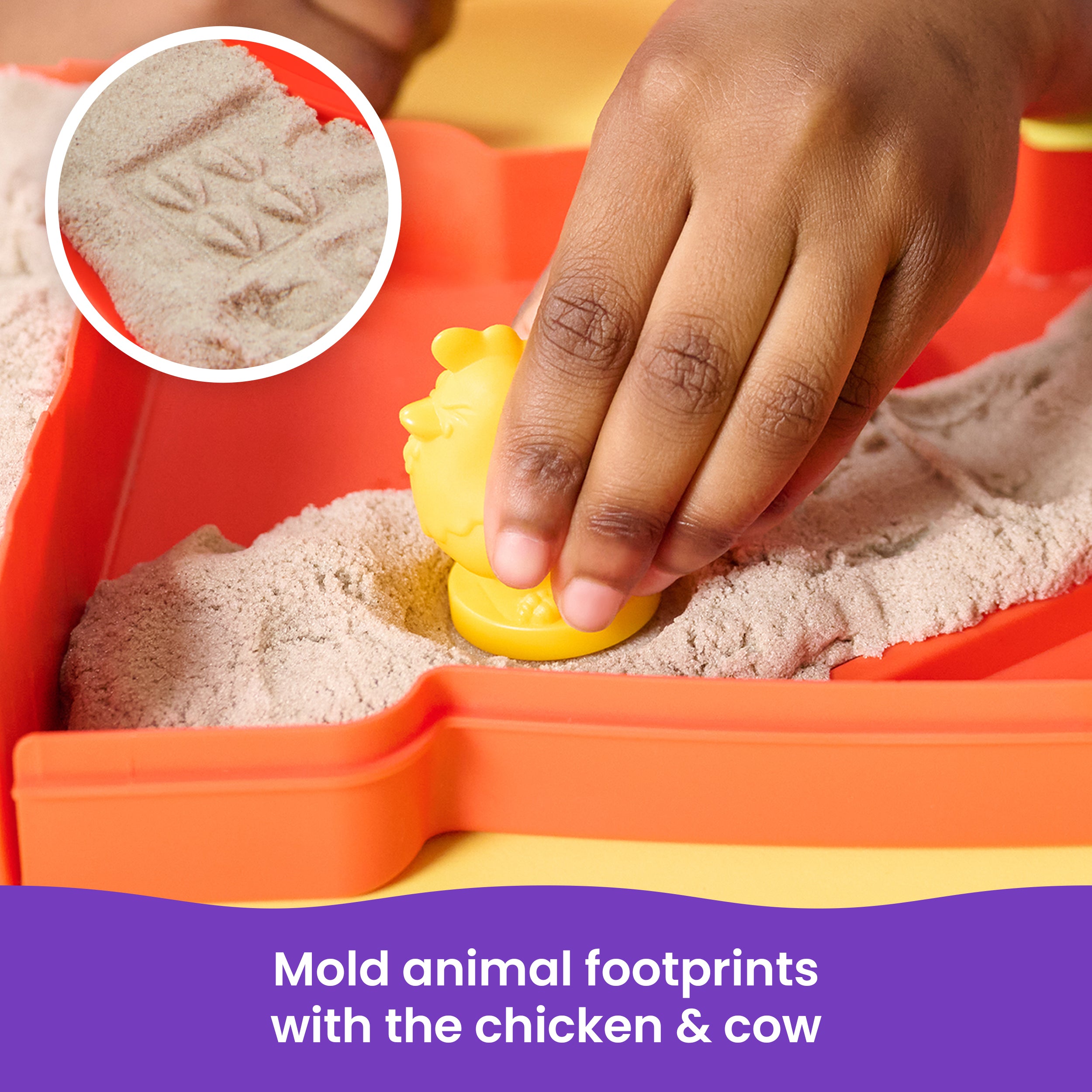 Kinetic Sand, Sandy Farm Set with 12oz Play Sand, 6 Tools & Molds, Reusable Barn Storage Case, Toddler Toys, Kids Toys for Girls & Boys Ages 3 and up