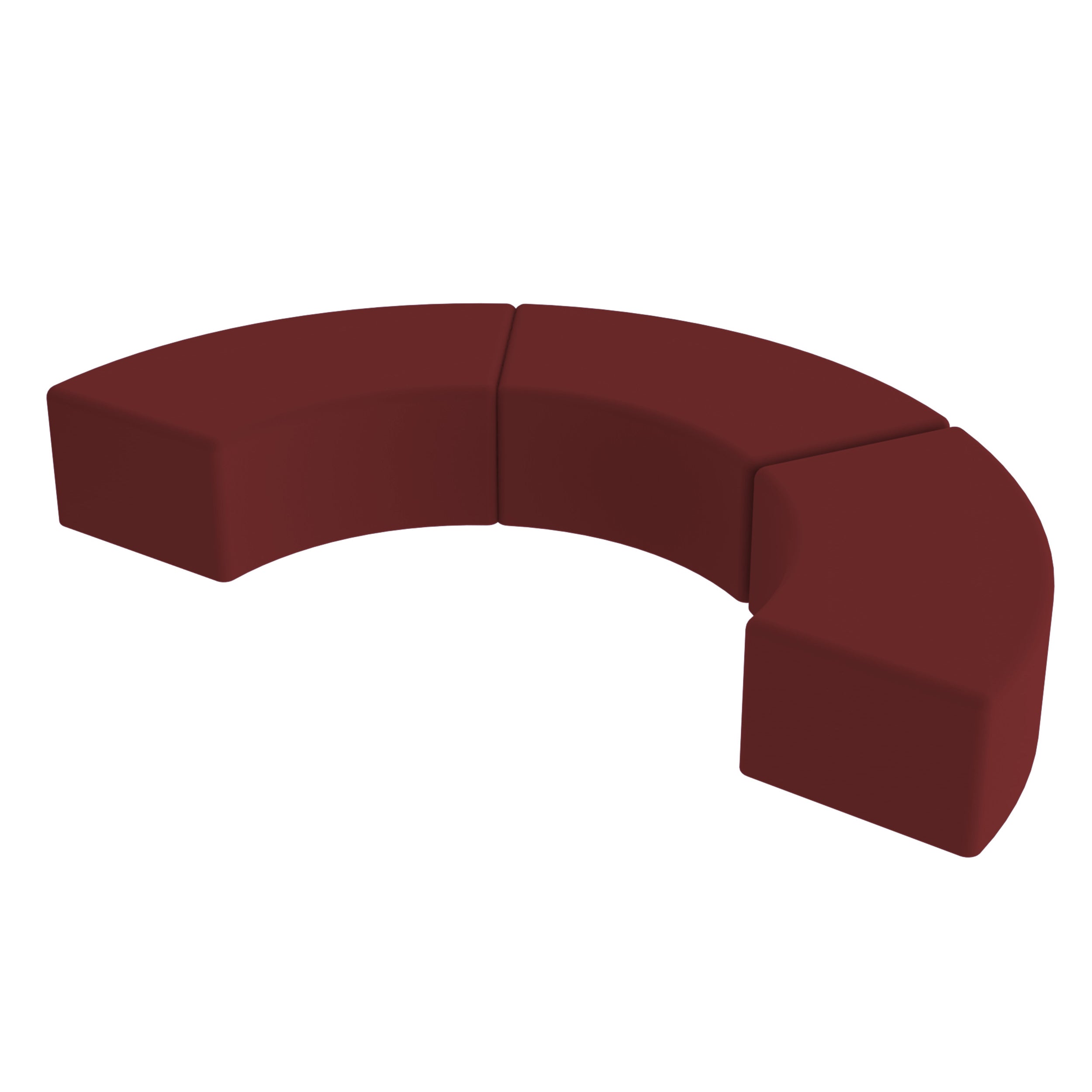 Pro Series Upholstered S Curve Ottoman 12" Height, 3-Piece - Crimson