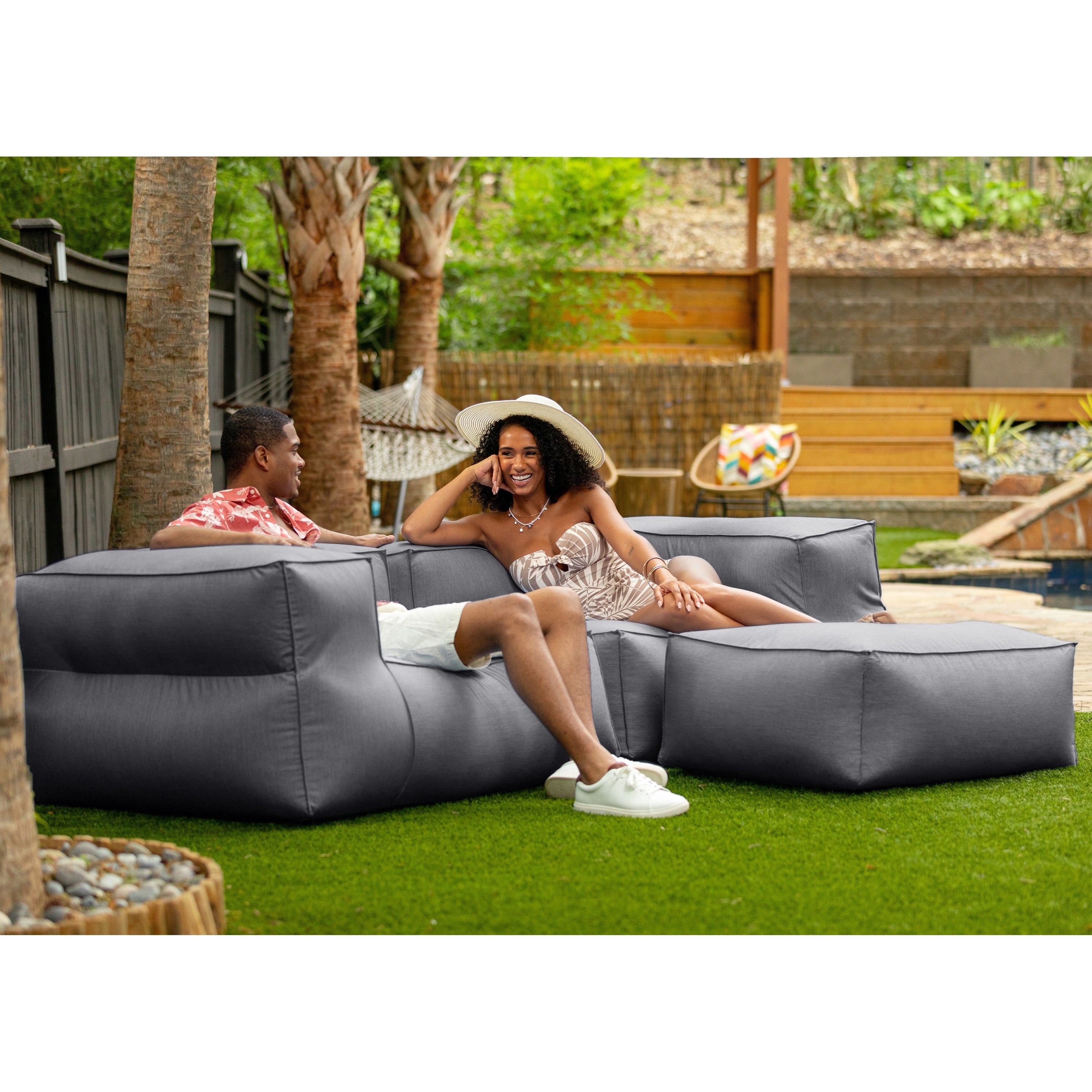Baya Outdoor Modular Loveseat - Luxurious Soft Seating for Poolside or Hospitality, Charcoal