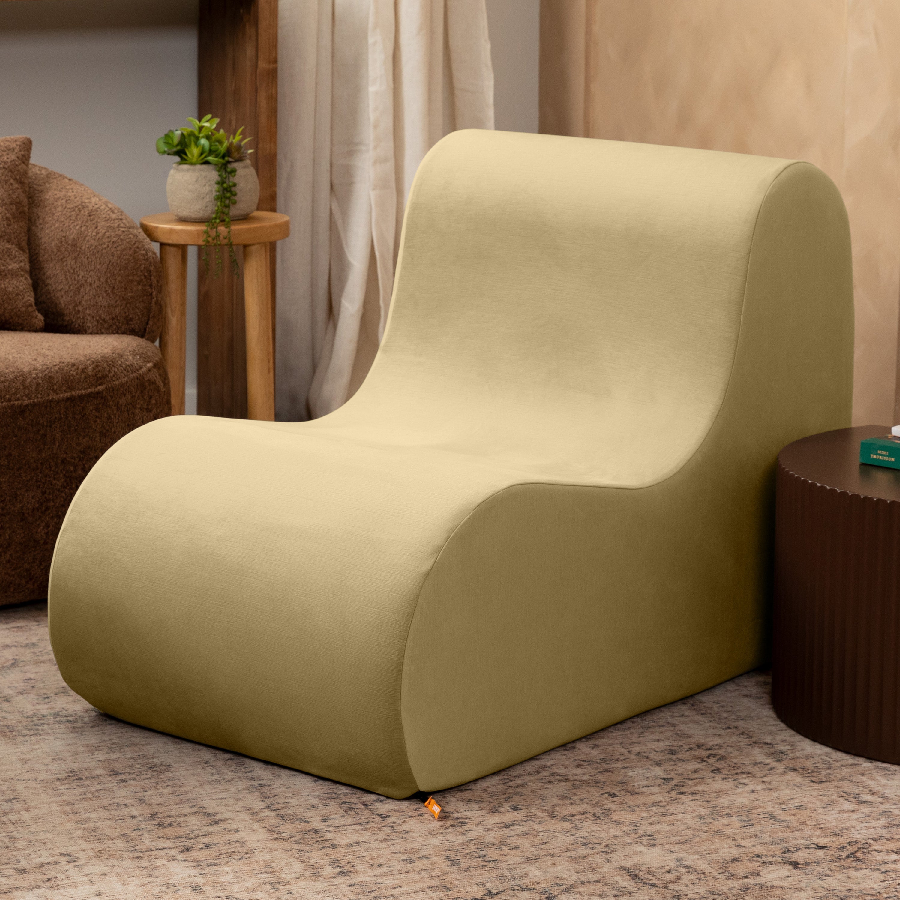 Jaxx Uptown Large Modern Armless Accent Chair, Camel