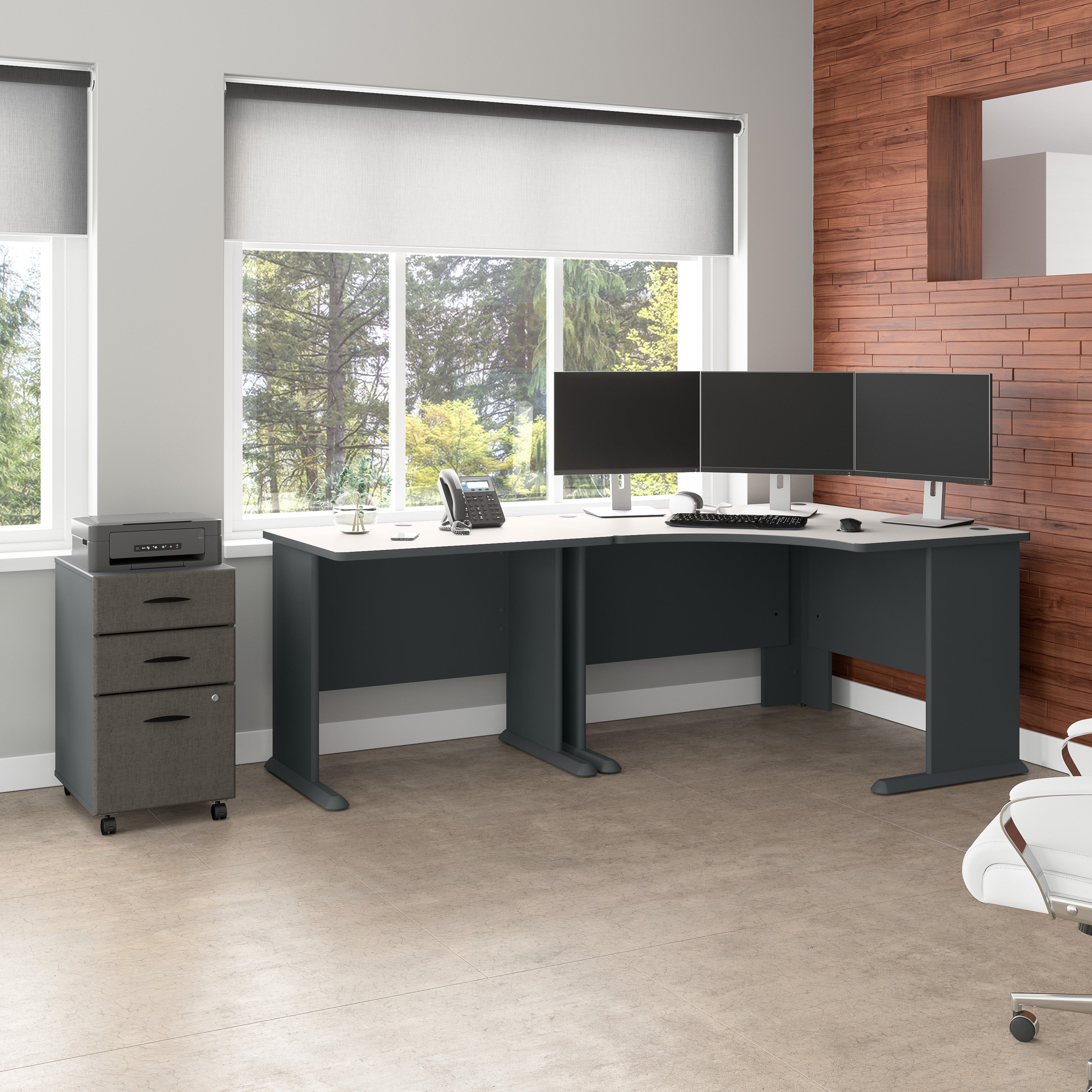 Bush Business Furniture Series A 36W Desk in Slate and White Spectrum - 35.59" Width x 26.81" Depth x 29.66" Height
