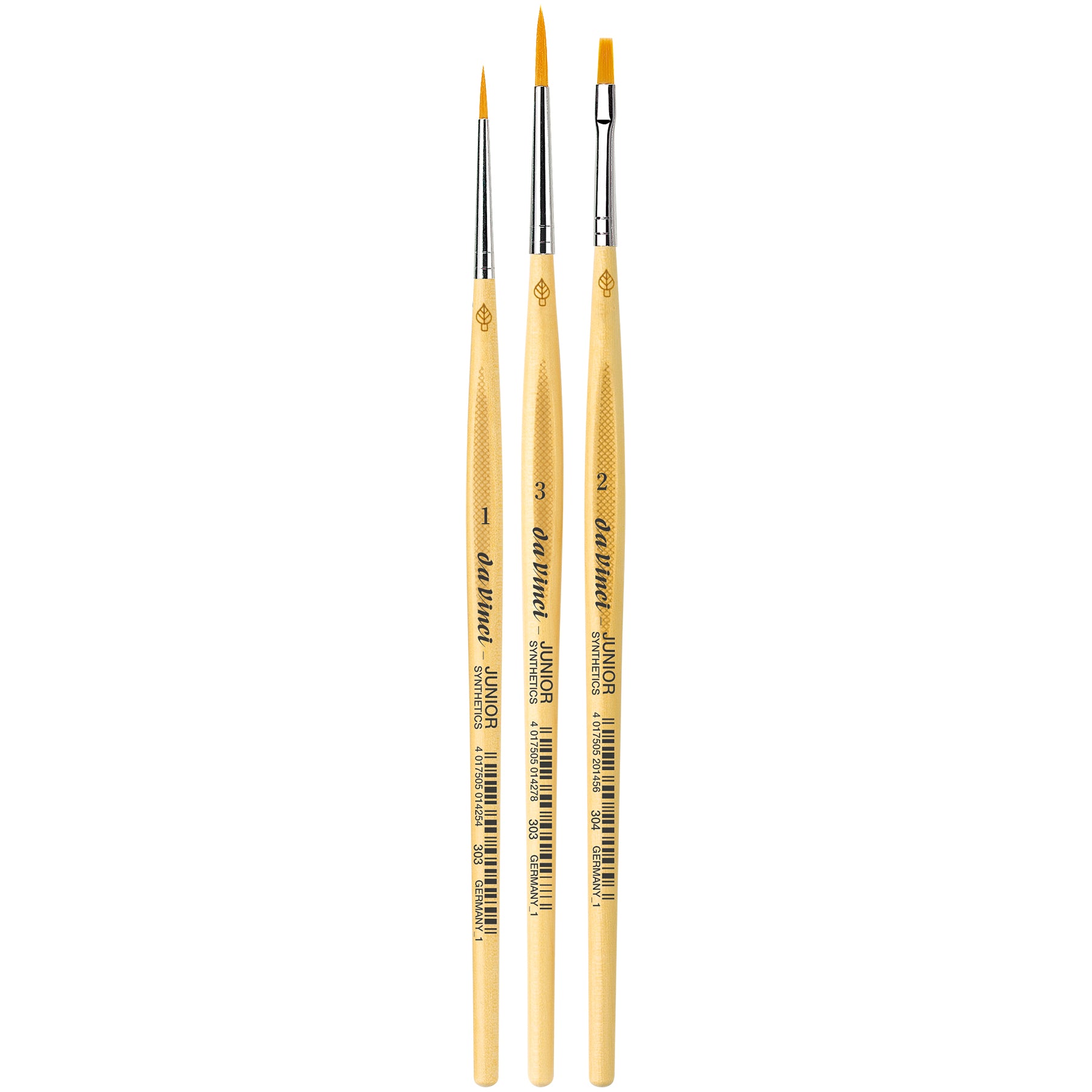 JUNIOR Synthetics Miniature Brushes, Synthetic, Acrylic & Tempera, Assorted, 3 Brush Set