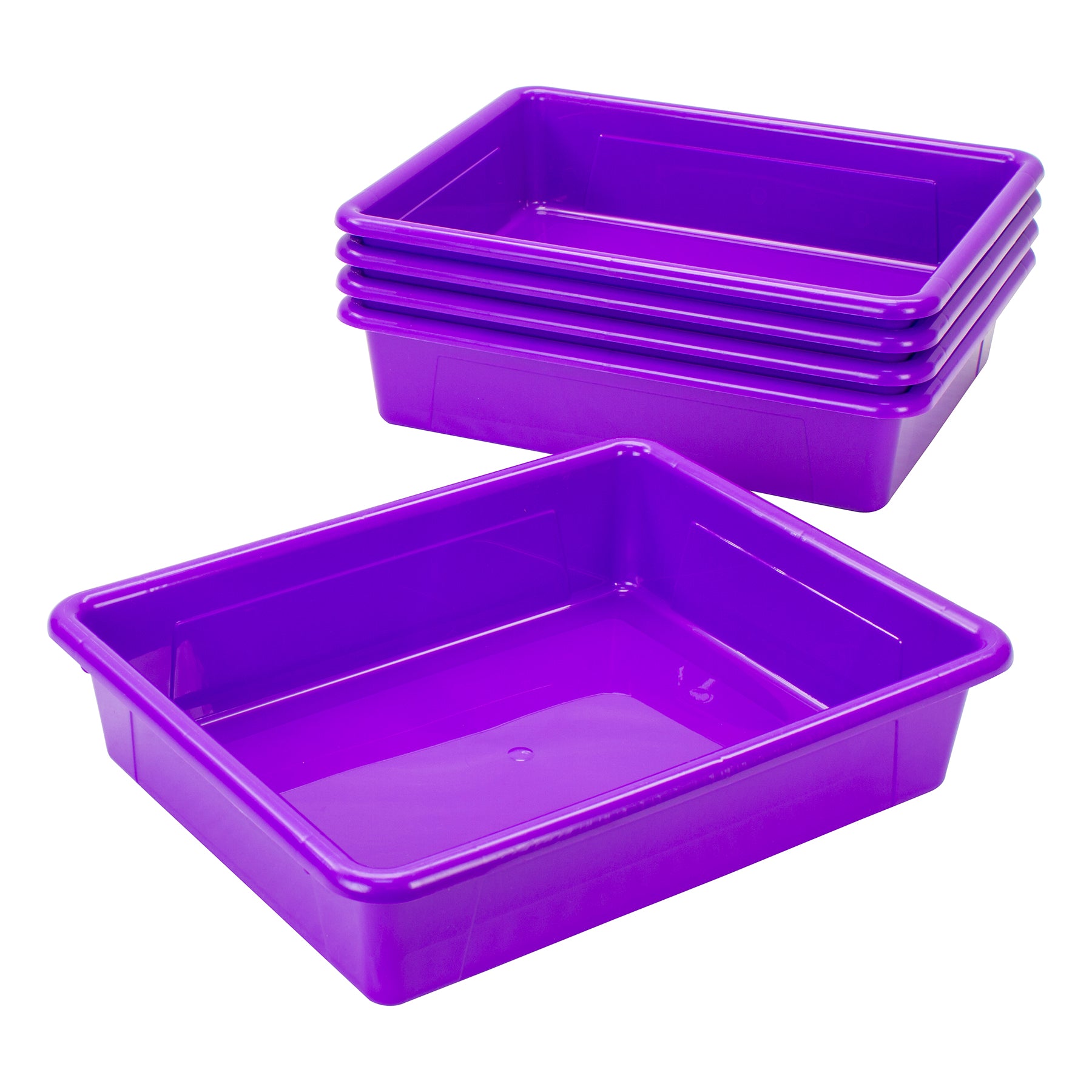 Flat Storage Tray, Purple, Pack of 5