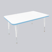 30" x 48" Rectangle Thermofused Activity Table with Adjustable Standard Swivel Glide Legs - White/Powder Blue/White