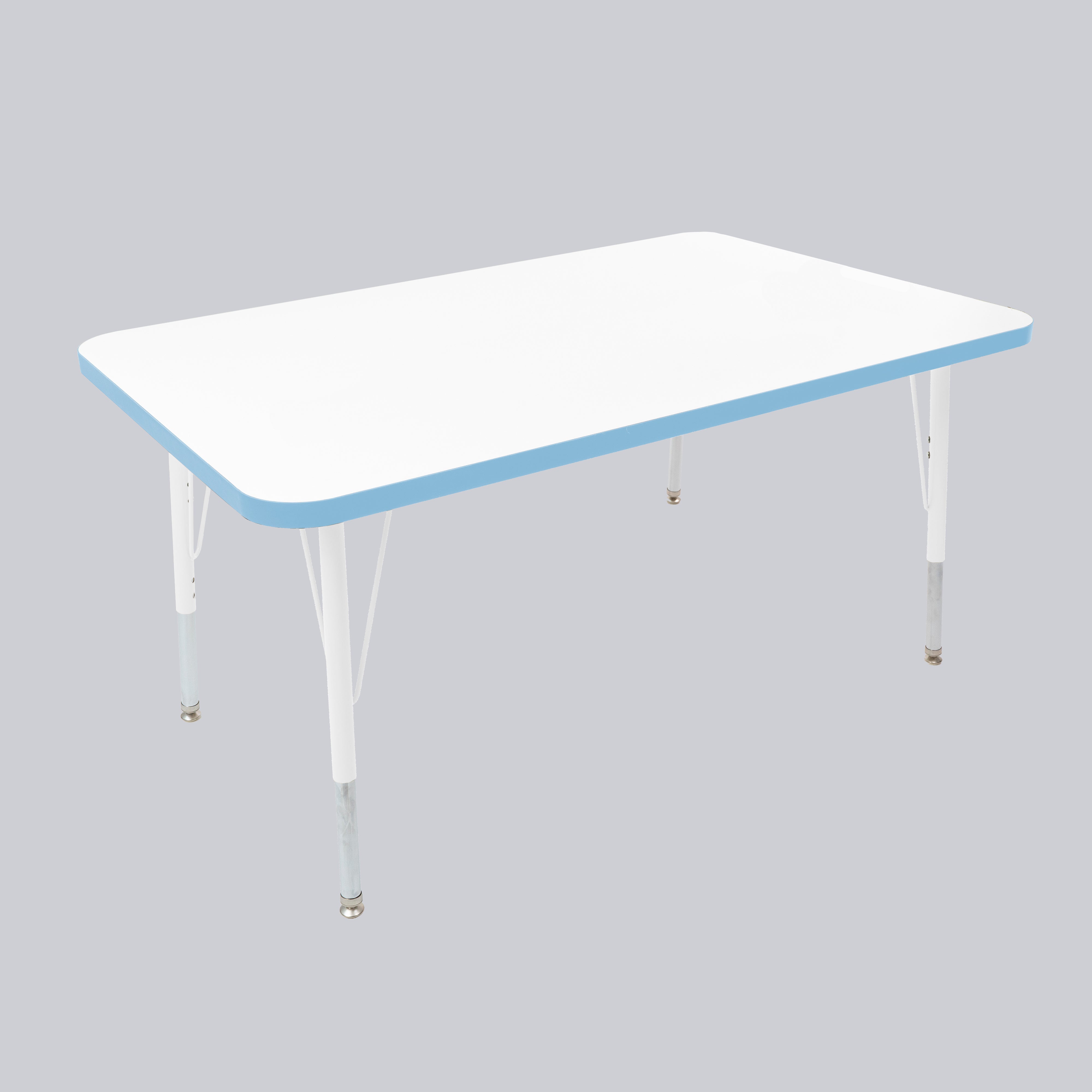 30" x 48" Rectangle Thermofused Activity Table with Adjustable Standard Swivel Glide Legs - White/Powder Blue/White