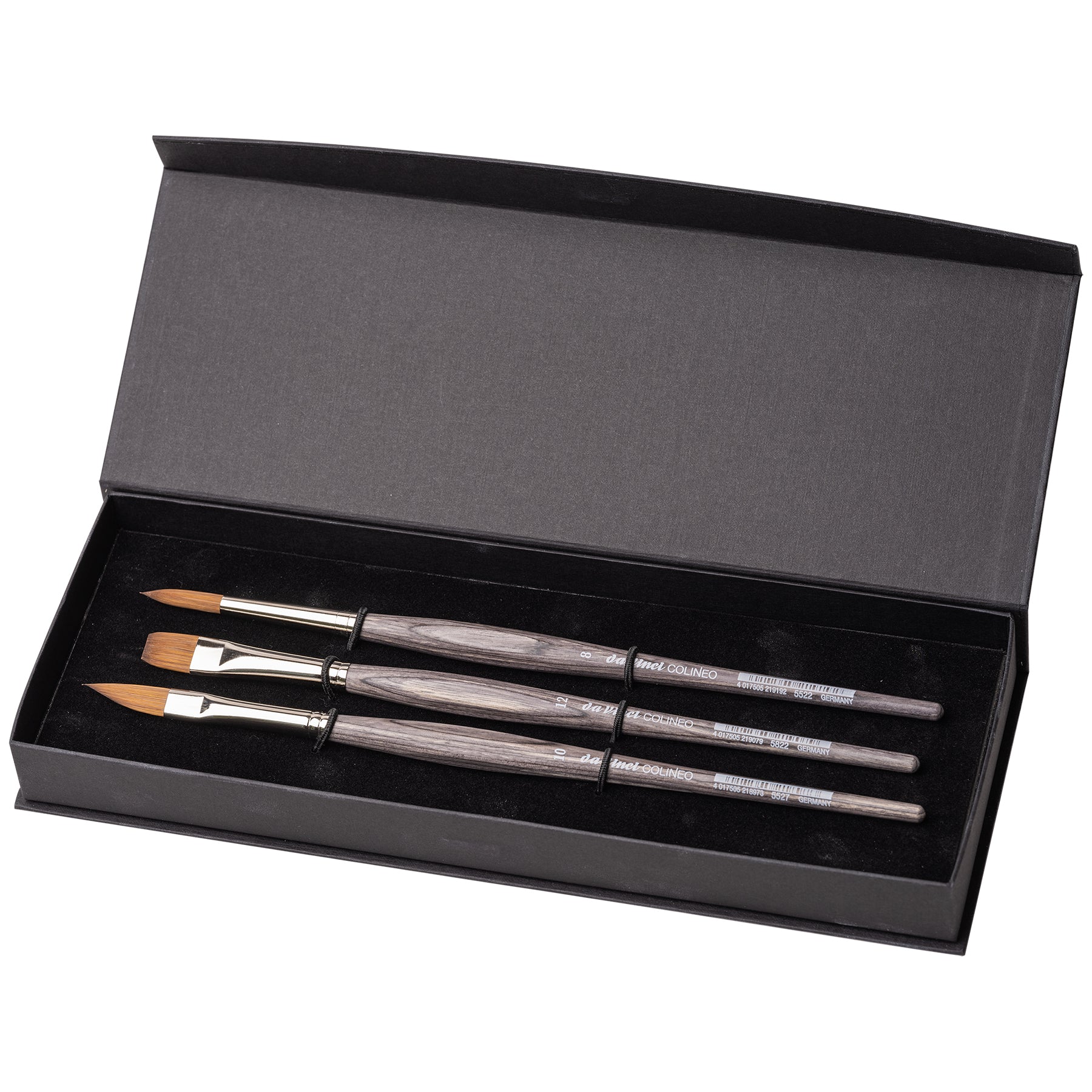 COLINEO Synthetic Red Sable, Watercolor, 3 Brush Set in Gift Box with Magnetic Snap