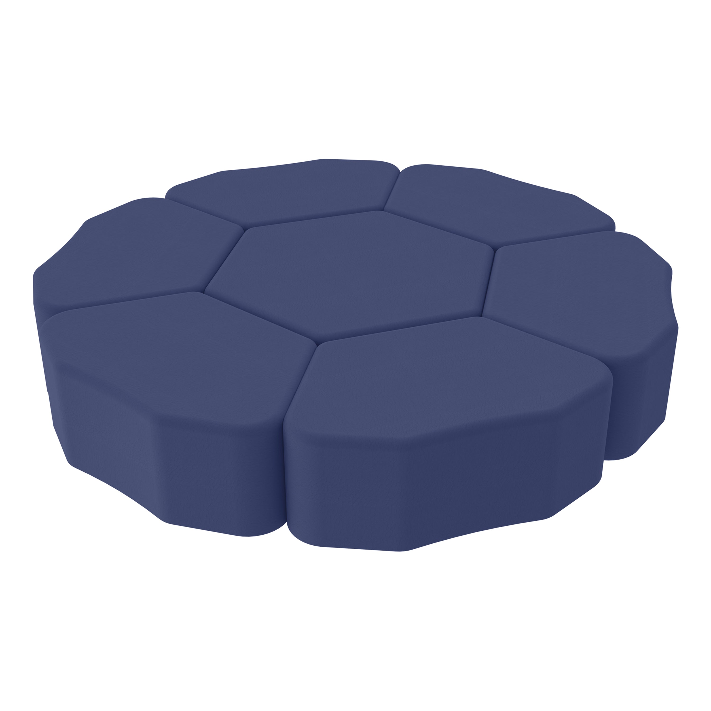 Pro Series Upholstered Bloom Ottoman 12" Height, 7-Piece - Navy