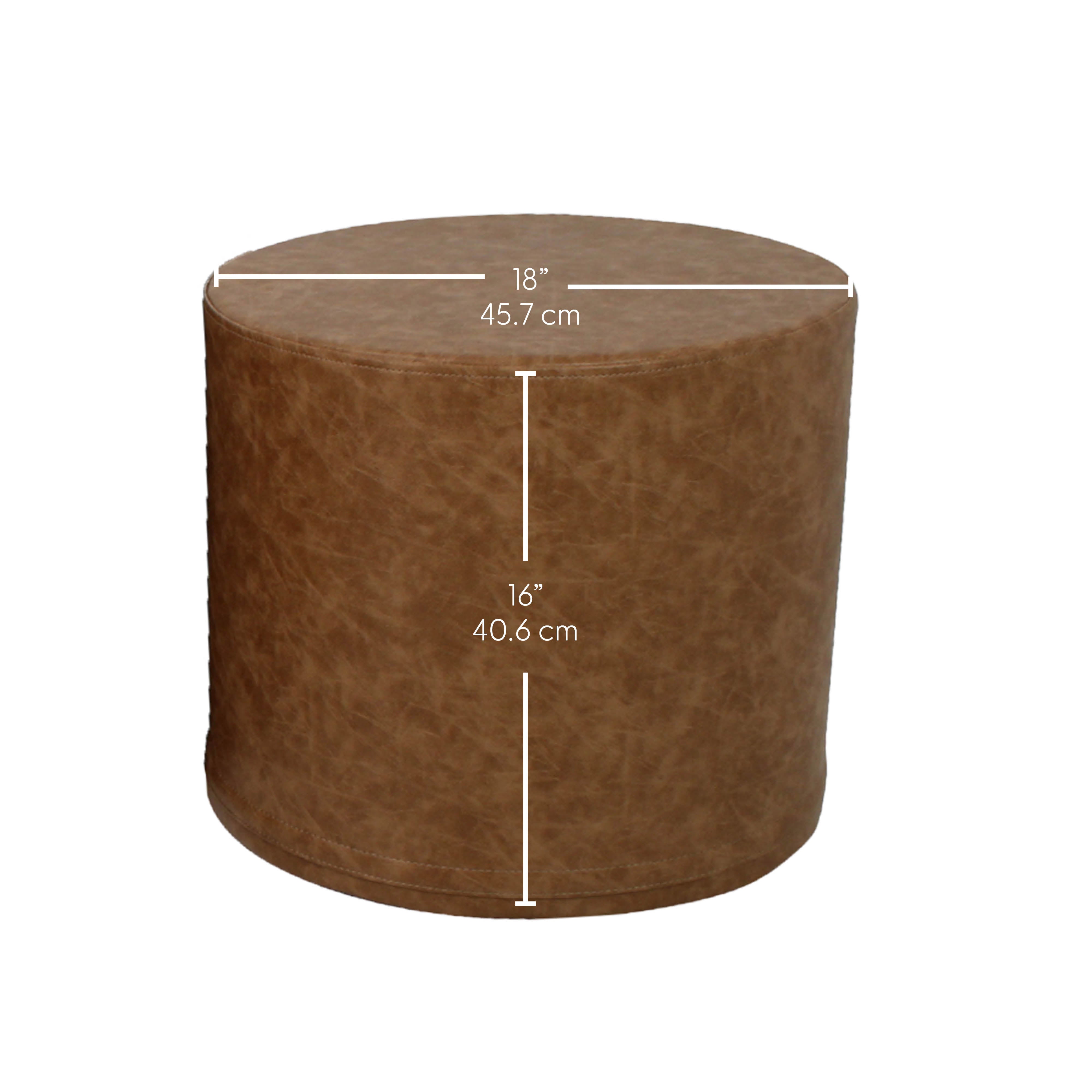 Rustic 18" Round Ottoman 16" Height, 4-Piece - Distressed Assorted