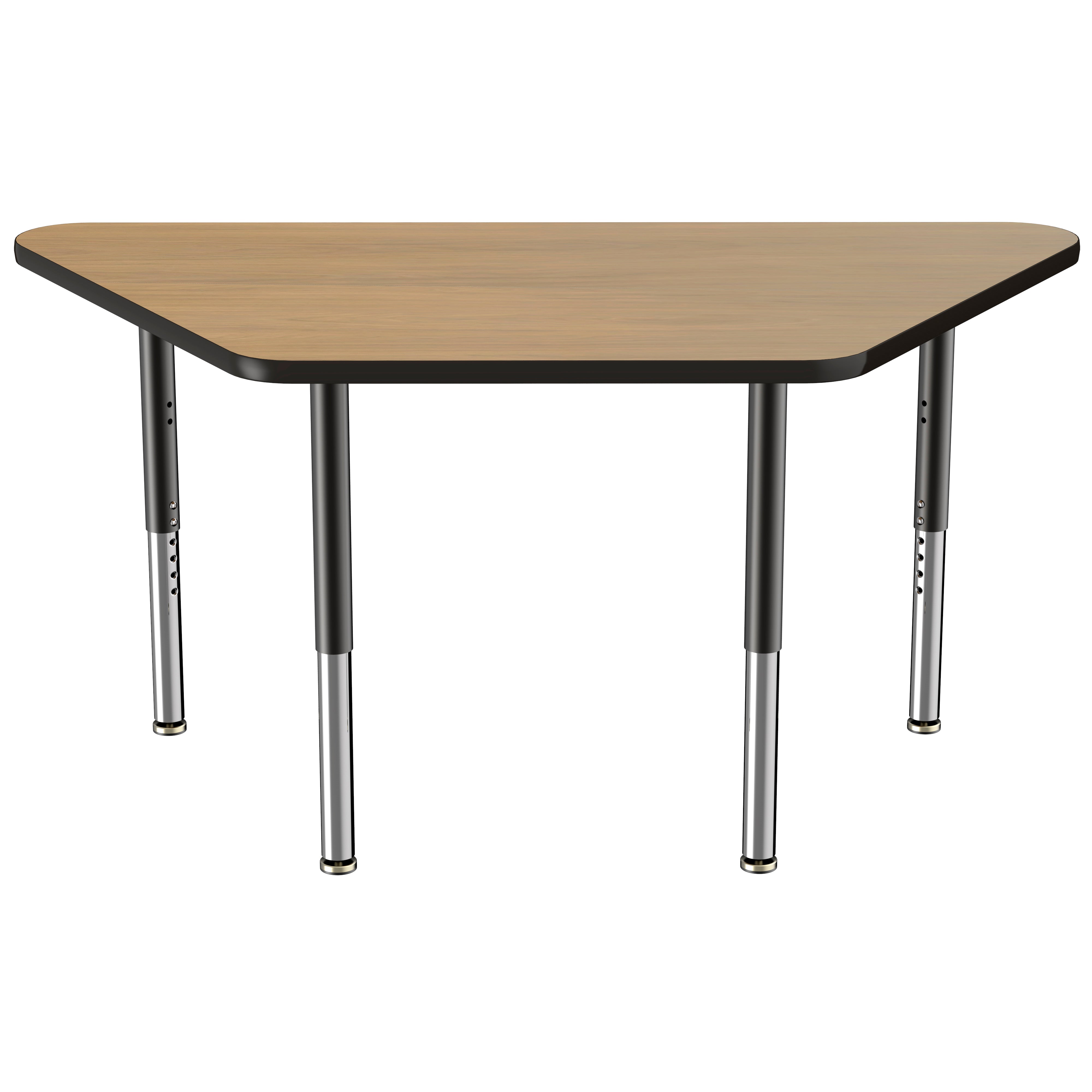 30" x 60" Trapezoid T-Molding Activity Table with Adjustable Super Legs - Pasadena Oak/Black