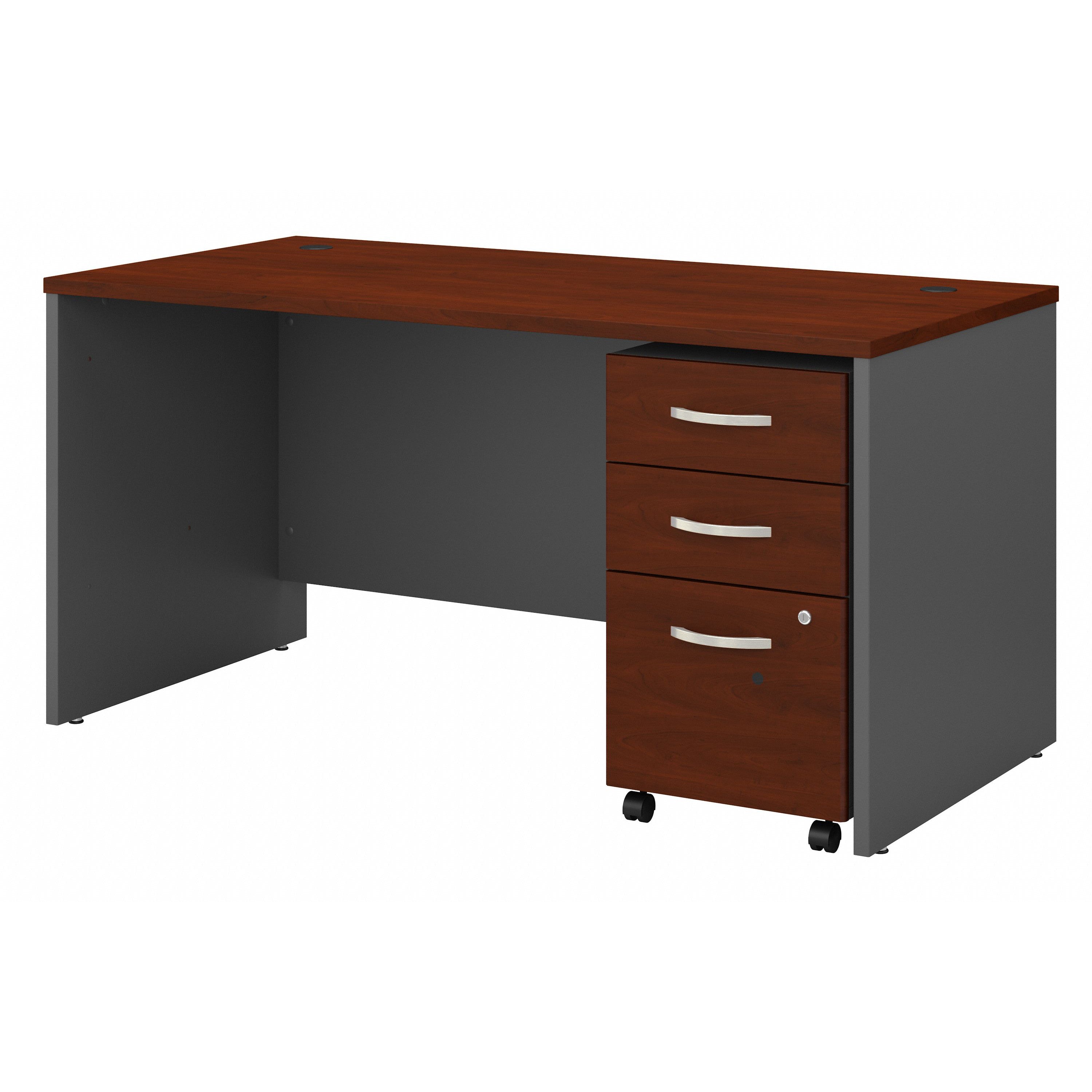Bush Business Furniture Series C 60W x 30D Office Desk with 3 Drawer Mobile File Cabinet in Hansen Cherry - 59.45" Width x 29.37" Depth x 29.84" Height