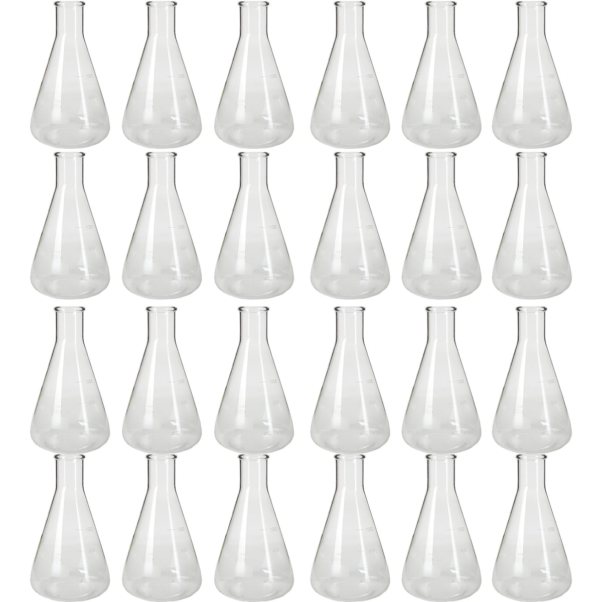Flask, Erlenmeyer, Borosilicate Glass, Graduated, 1000ml, Case of 24