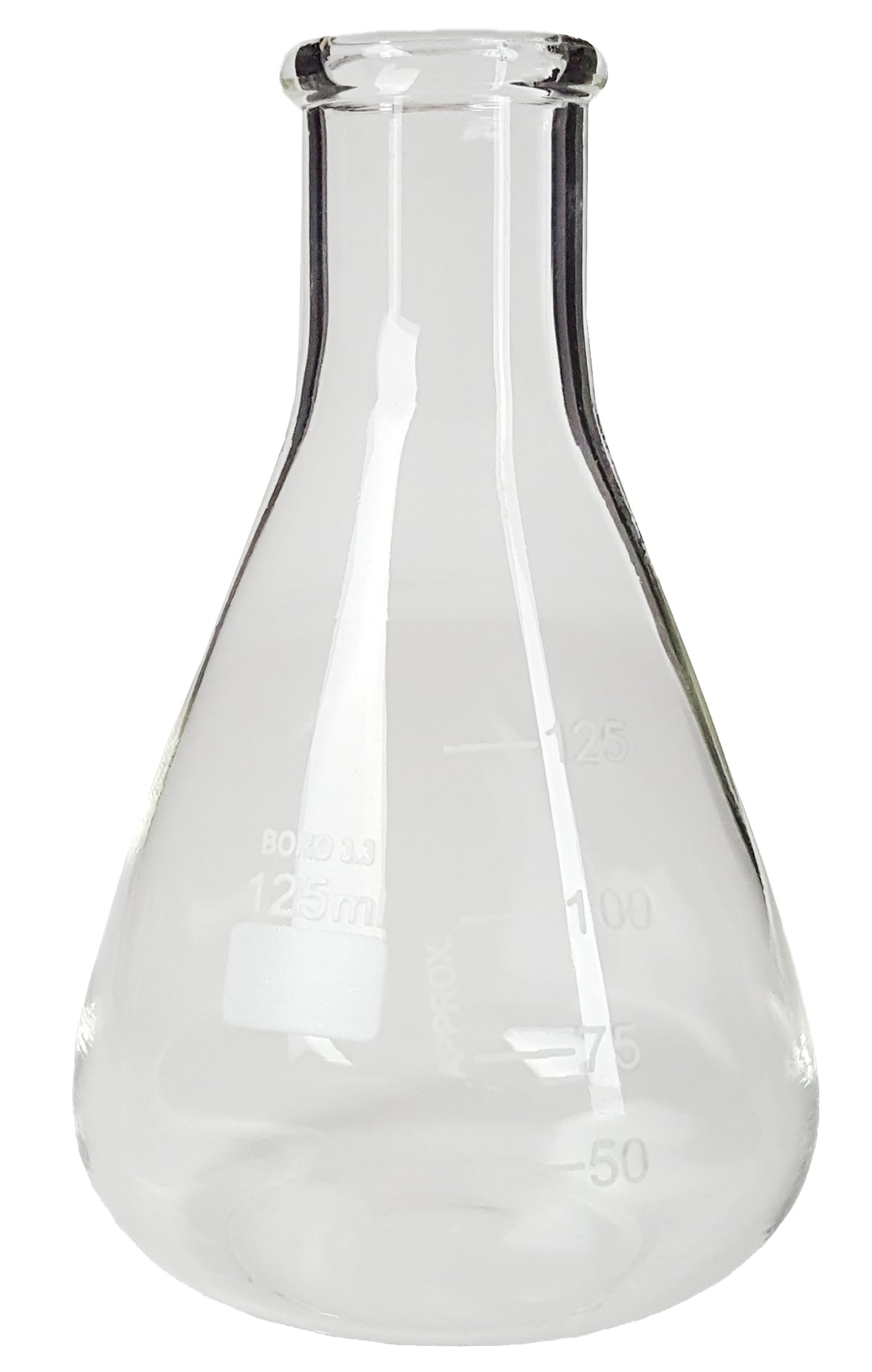 Flask, Erlenmeyer, Borosilicate Glass, Graduated, 125ml, Pack of 12
