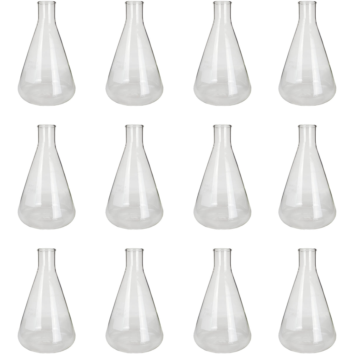 Flask, Erlenmeyer, Borosilicate Glass, Graduated, 2000ml, Case of 12
